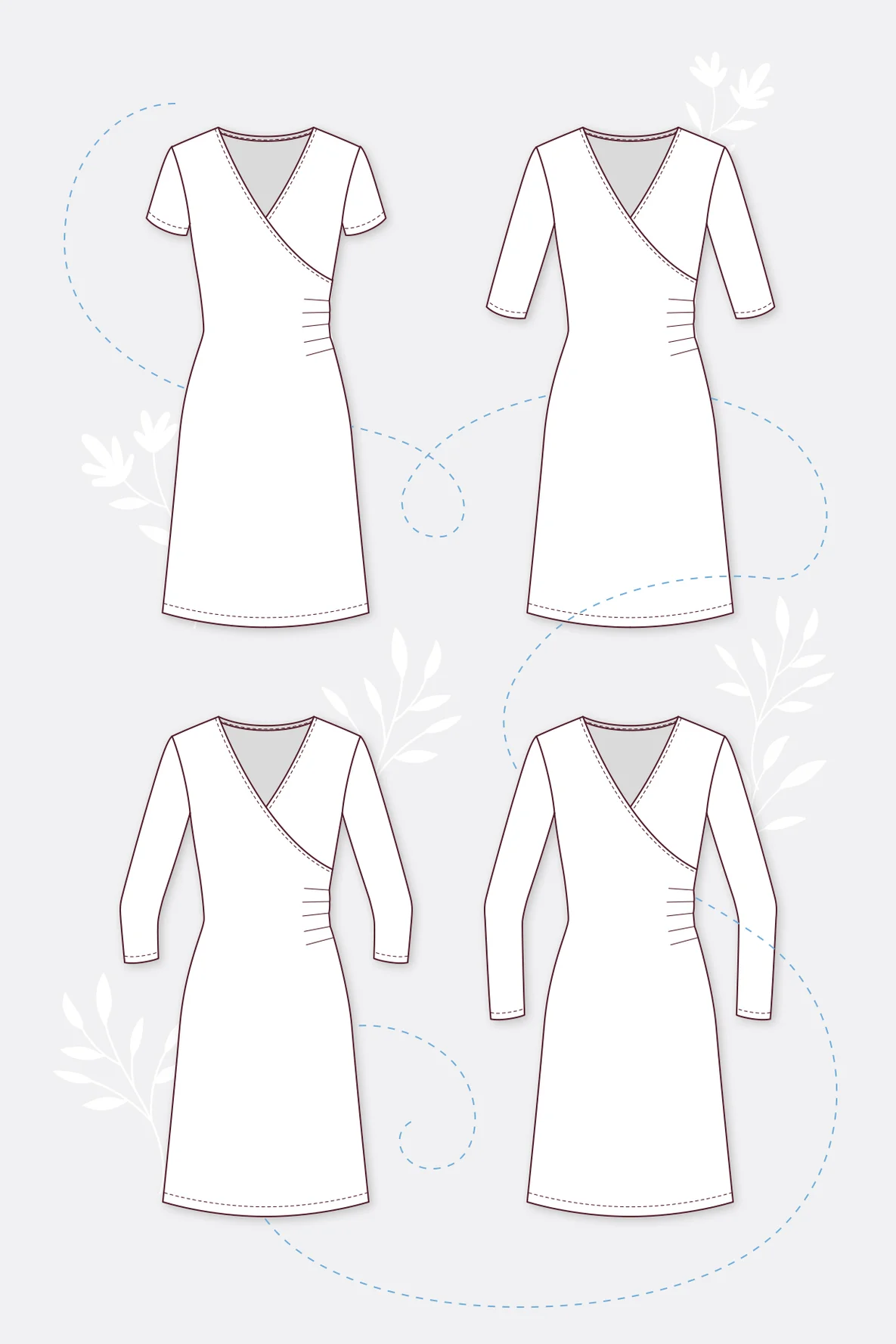 Schnittmuster Jerseykleid Wickelausschnitt Varinaten nähen