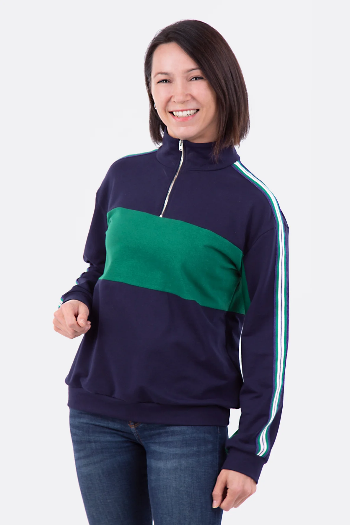 Schnittmuster Anleitung Sweatshirt sportlich Kragen nähen