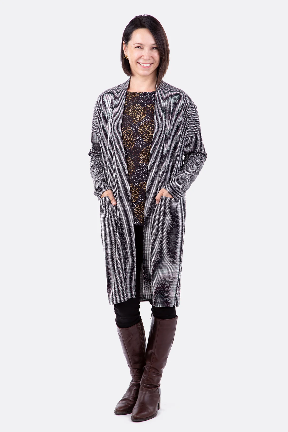 Schnittmuster Long Cardigan Strickstoff mit Taschen
