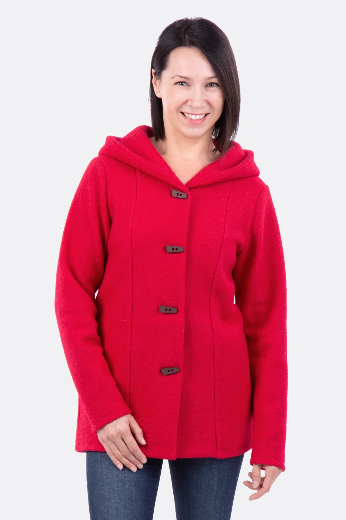 Schnittmuster Damenjacke Rot Knöpfe Nähanleitung