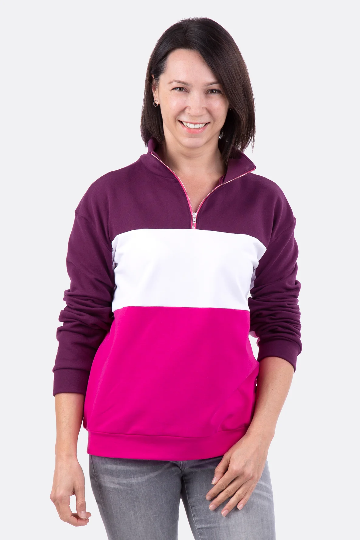 Schnittmuster Pullover Sweatshirt Kragen Teilung quer