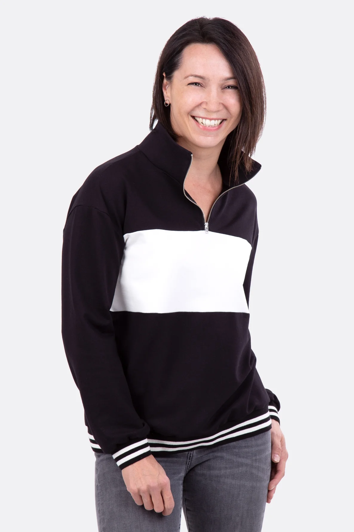 Schnittmuster Sweatshirt Pullover Reißverschluss halb