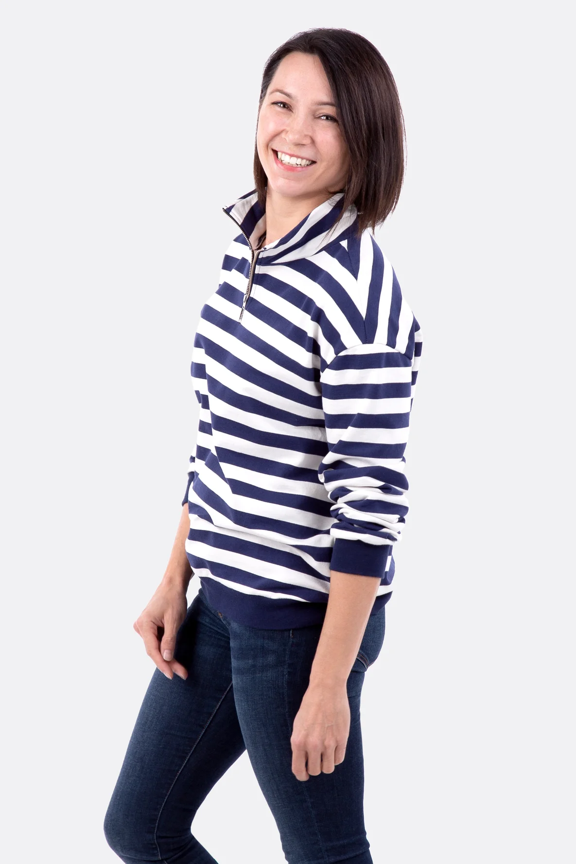 Schnittmuster Sweatshirt Streifen maritim Kragen