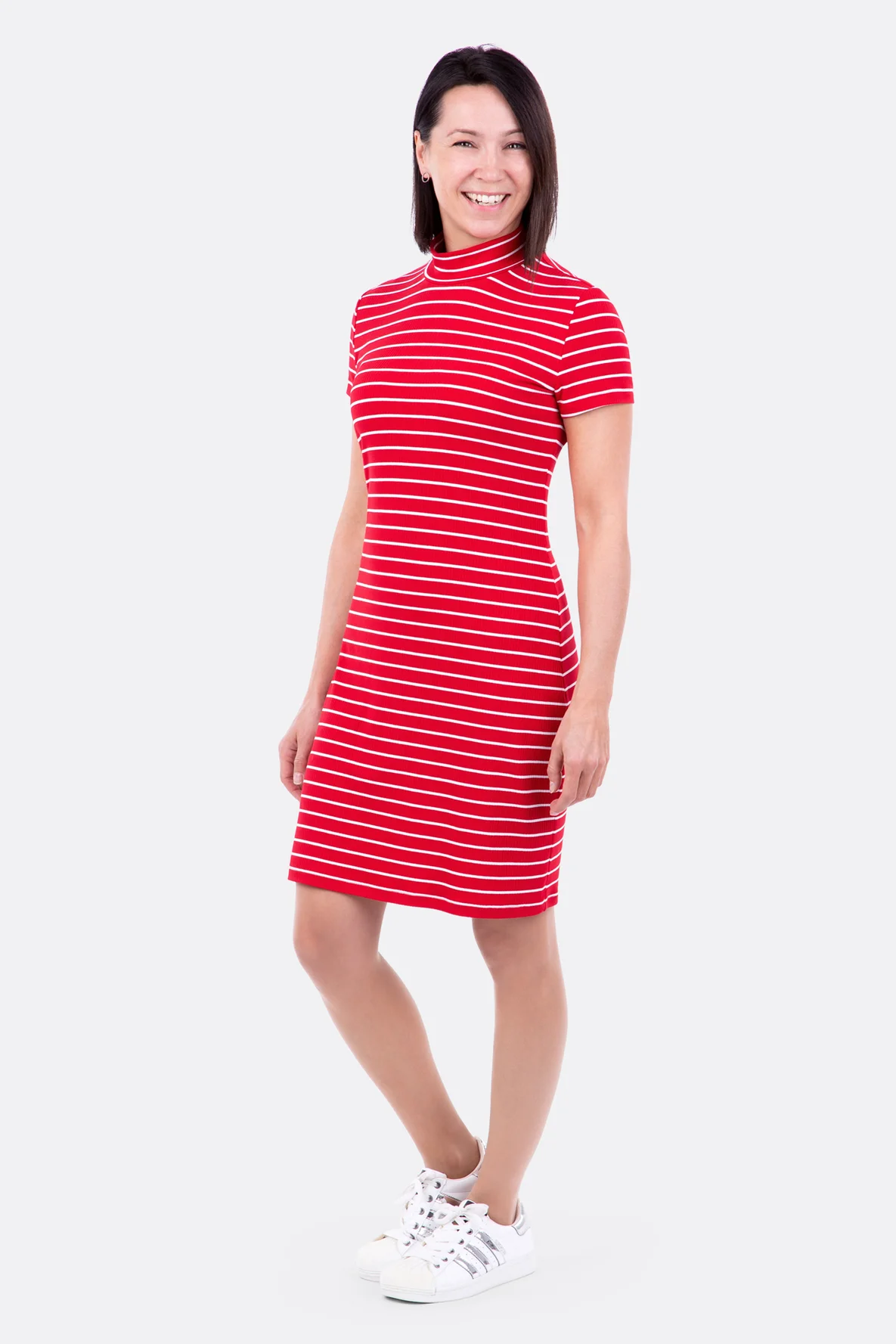 Schnittmuster Damenkleid Rollkragen Kurzarm selbernähen