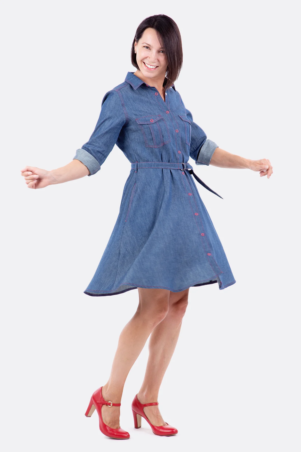 Schnittmuster Jeans Blusenkleid Rock schwingend