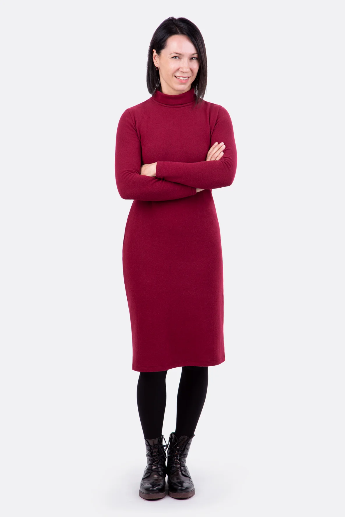 Schnittmuster Schlauchkleid Rollkragen Strickstoff nähen