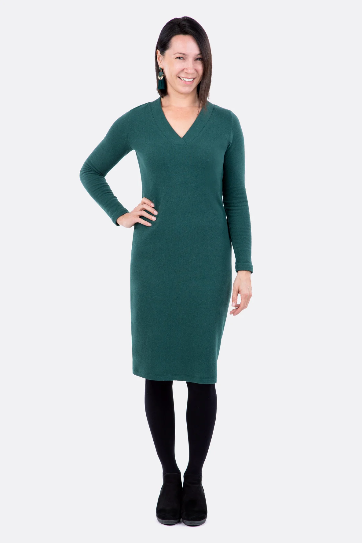 Schnittmuster Schlauchkleid Strickstoff Langarm Nähanleitung