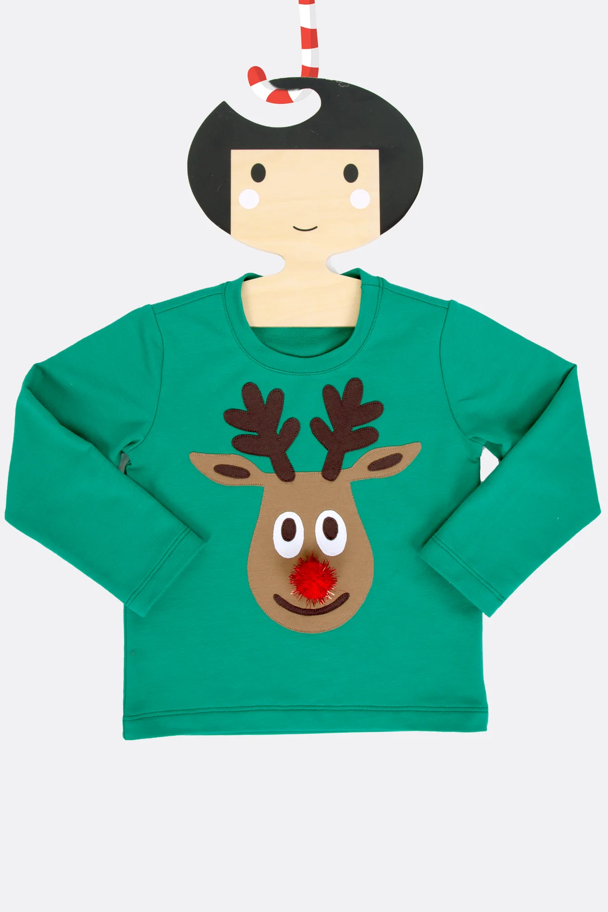 gratis Rentier Applikation Weihnachtspullover Kinder