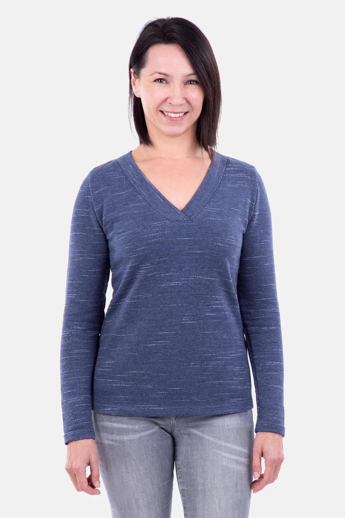 Schnittmuster Damenshirt Pullover V-Auschnitt nähen