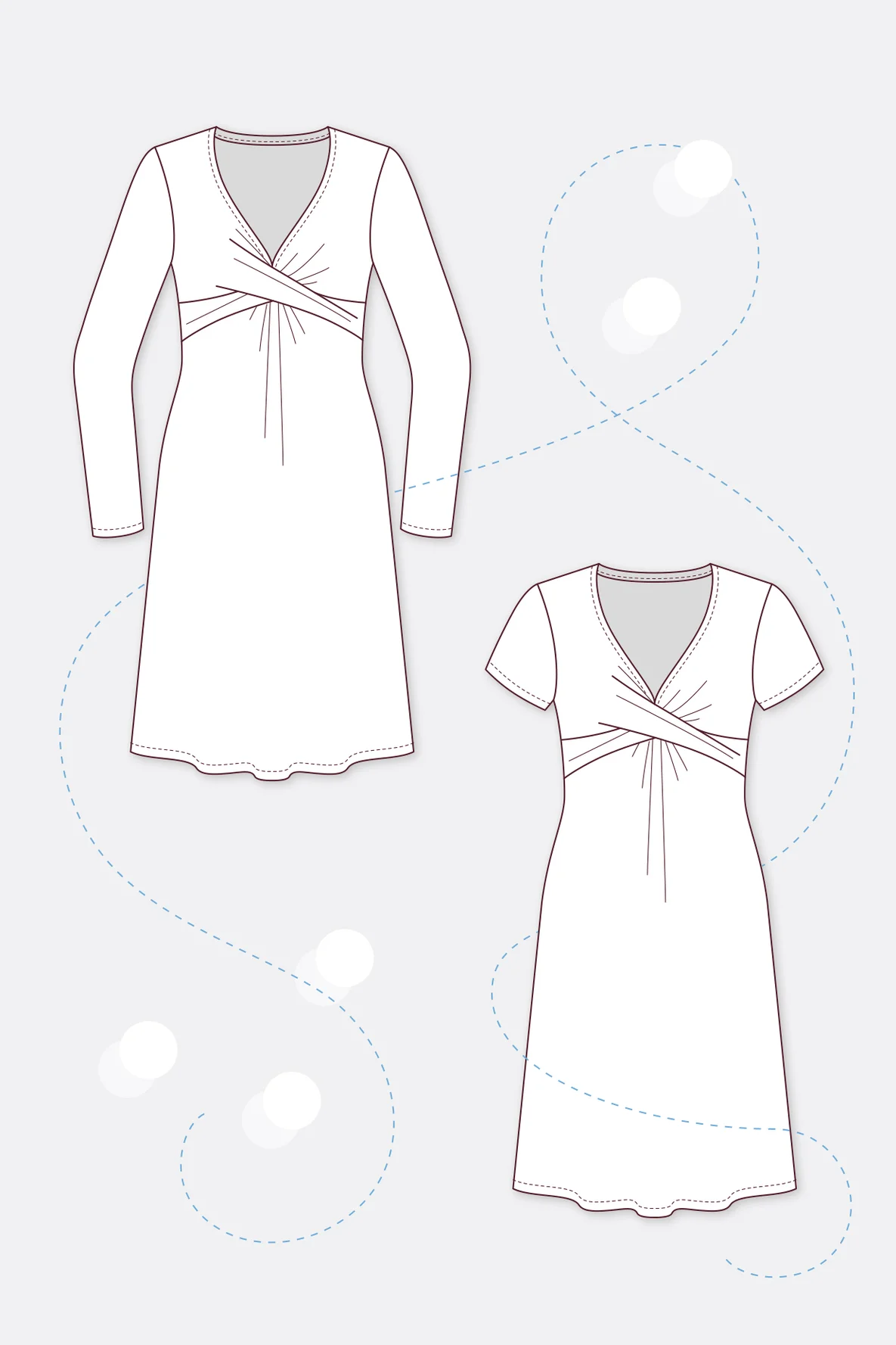 Schnittmuster Jerseykleid Gloria Knotenausschnitt Varianten