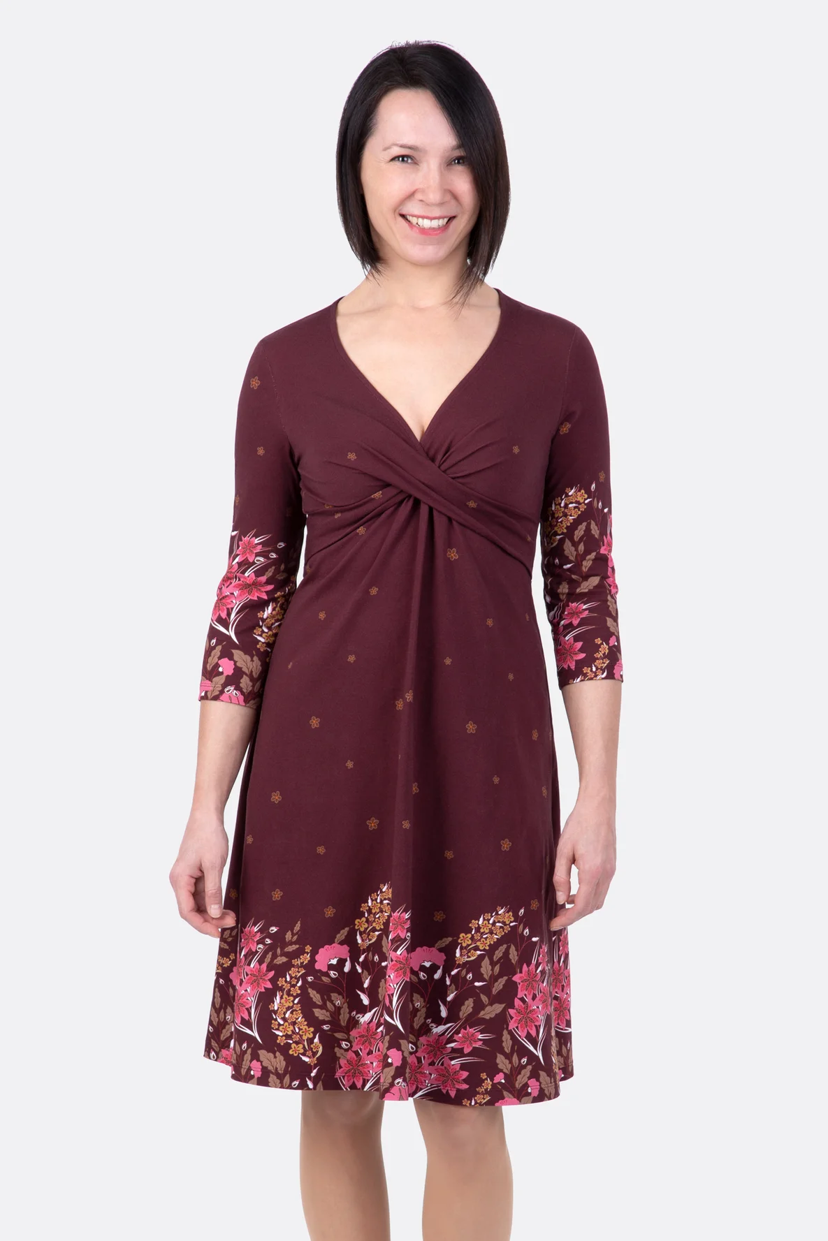 Schnittmuster Jerseykleid Panel Knotenausschnitt Nähanleitung