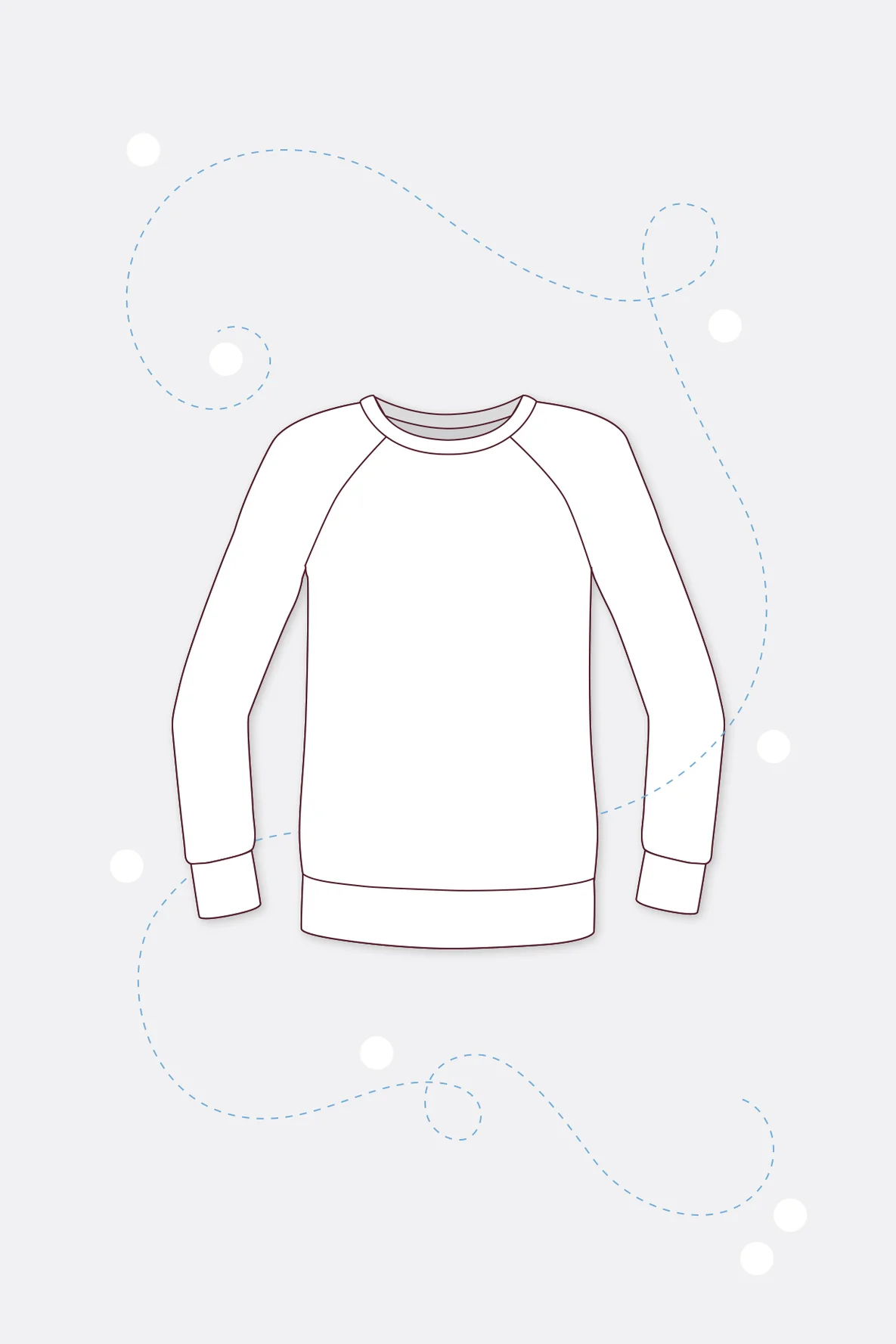 Schnittmuster Sweatshirt mit Raglanärmel technische Zeichnung