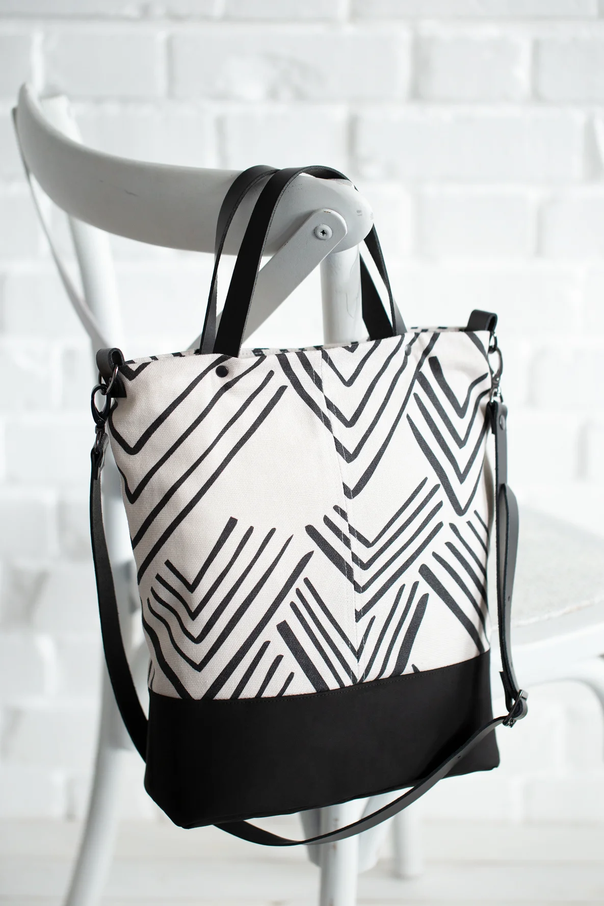 Anleitung Shopper selbernähen aus Canvas mit Schultergurt modern