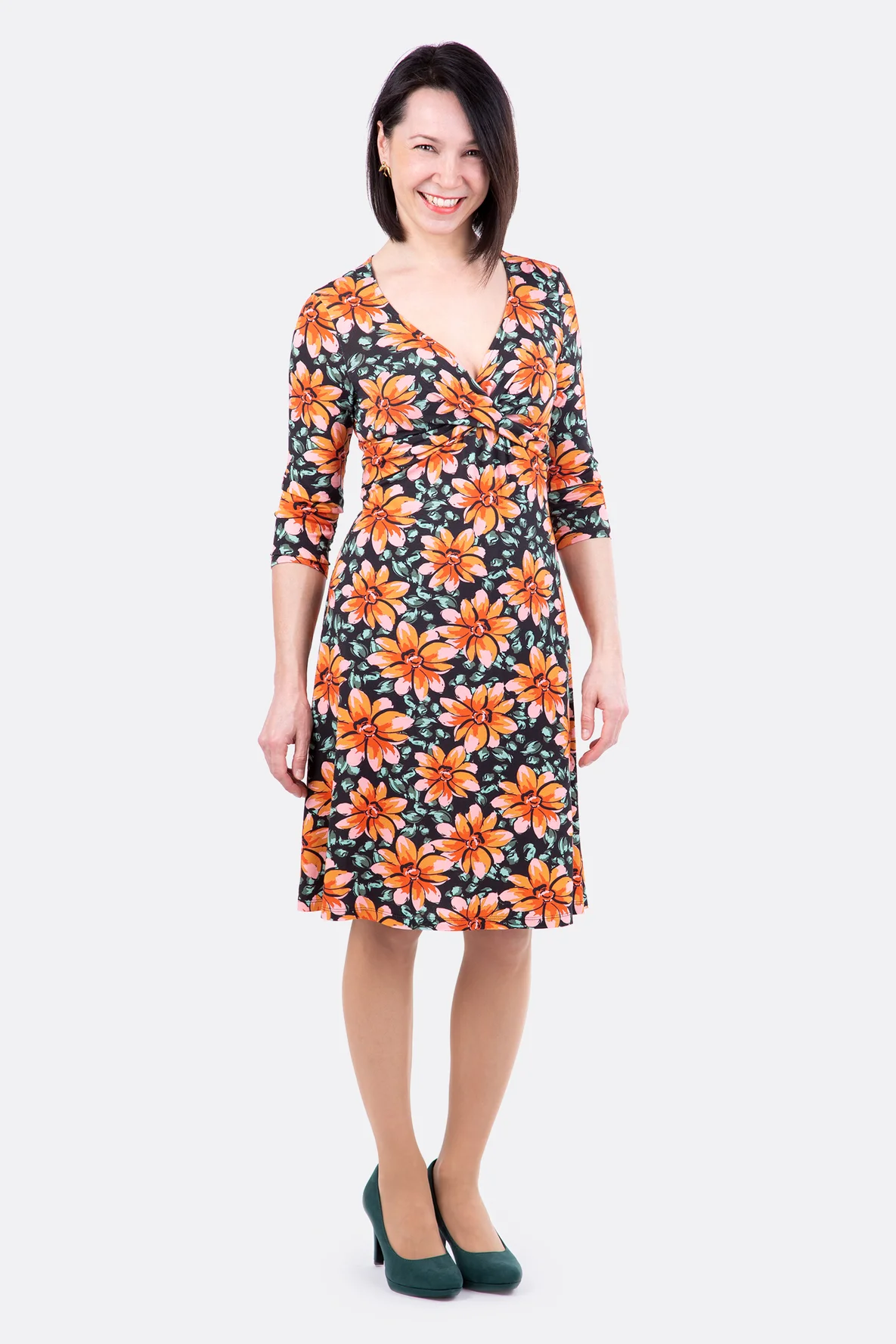 Schnittmuster Damen Jerseykleid elegant floral selber naehen