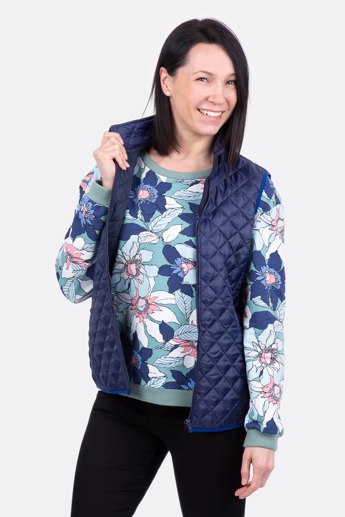 Schnittmuster Damenweste blau selber nähen