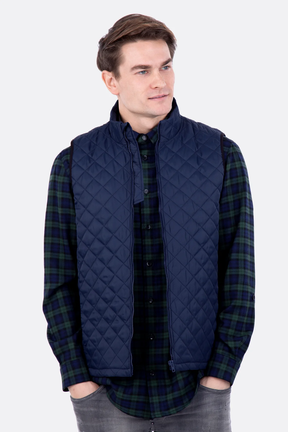 Schnittmuster für Herren Steppweste blau mit Nähanleitung