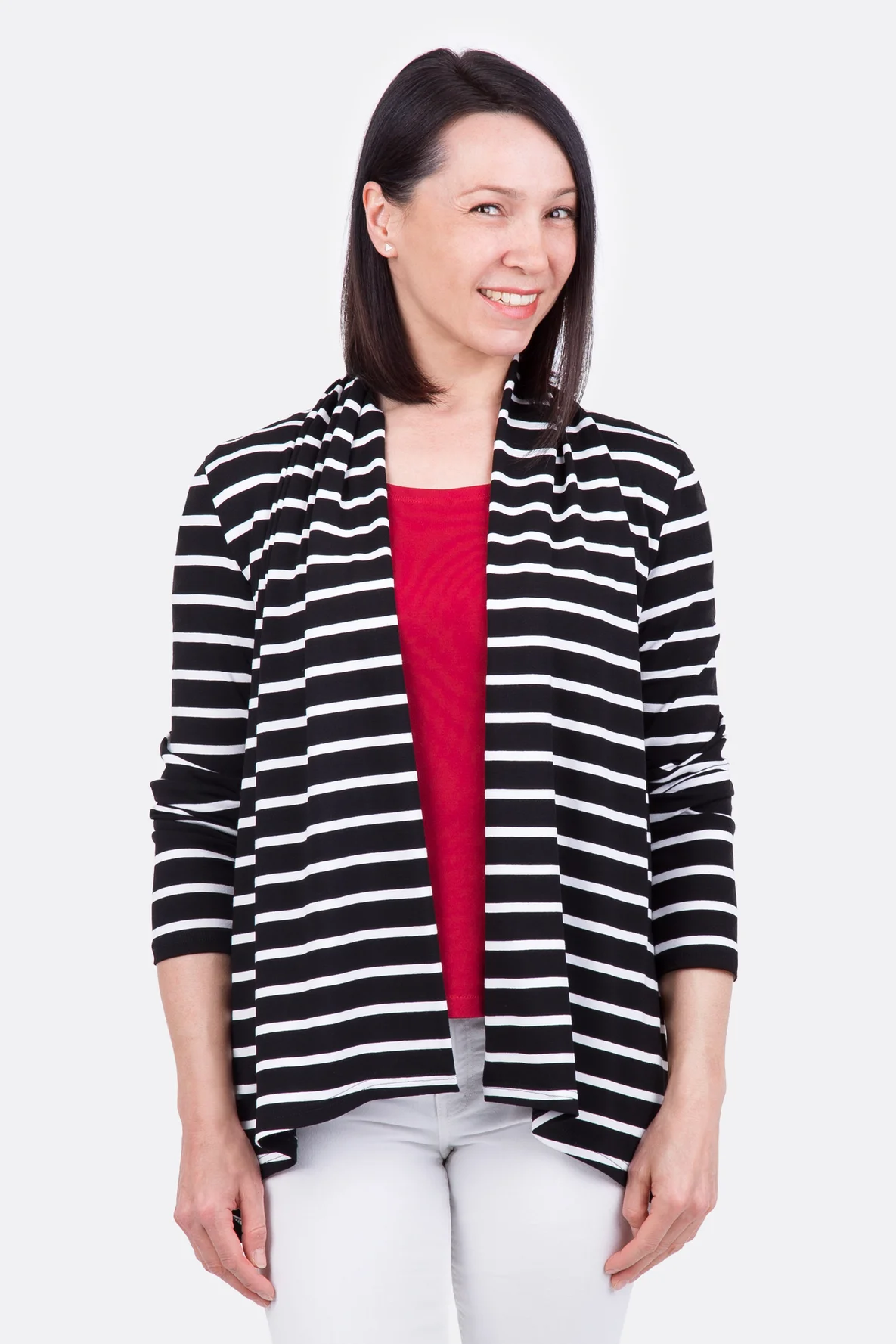 Schnittmuster Schalkragen Cardigan offen Nähanleitung