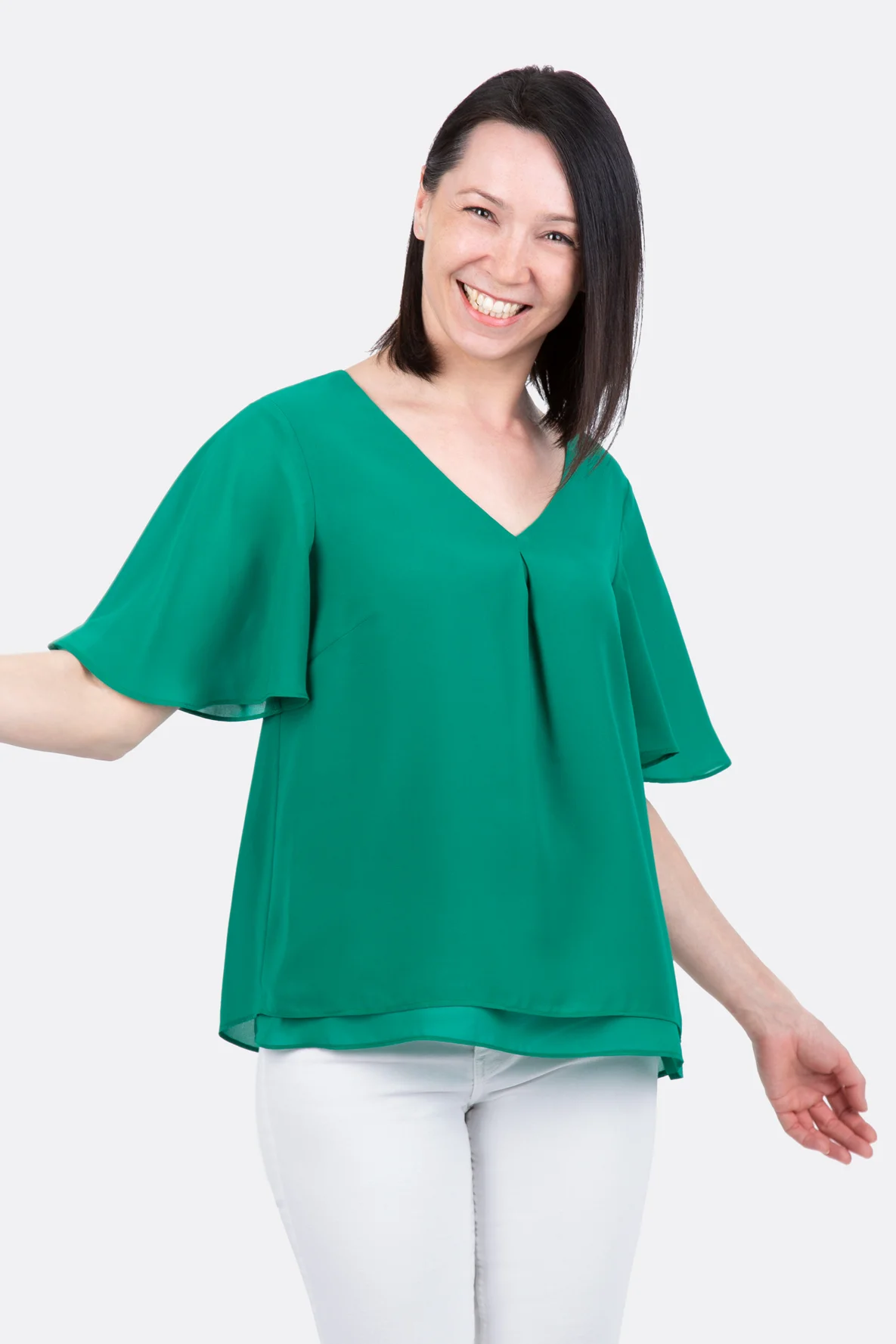 Schnittmuster Damenbluse gruen sommerlich selbst naehen