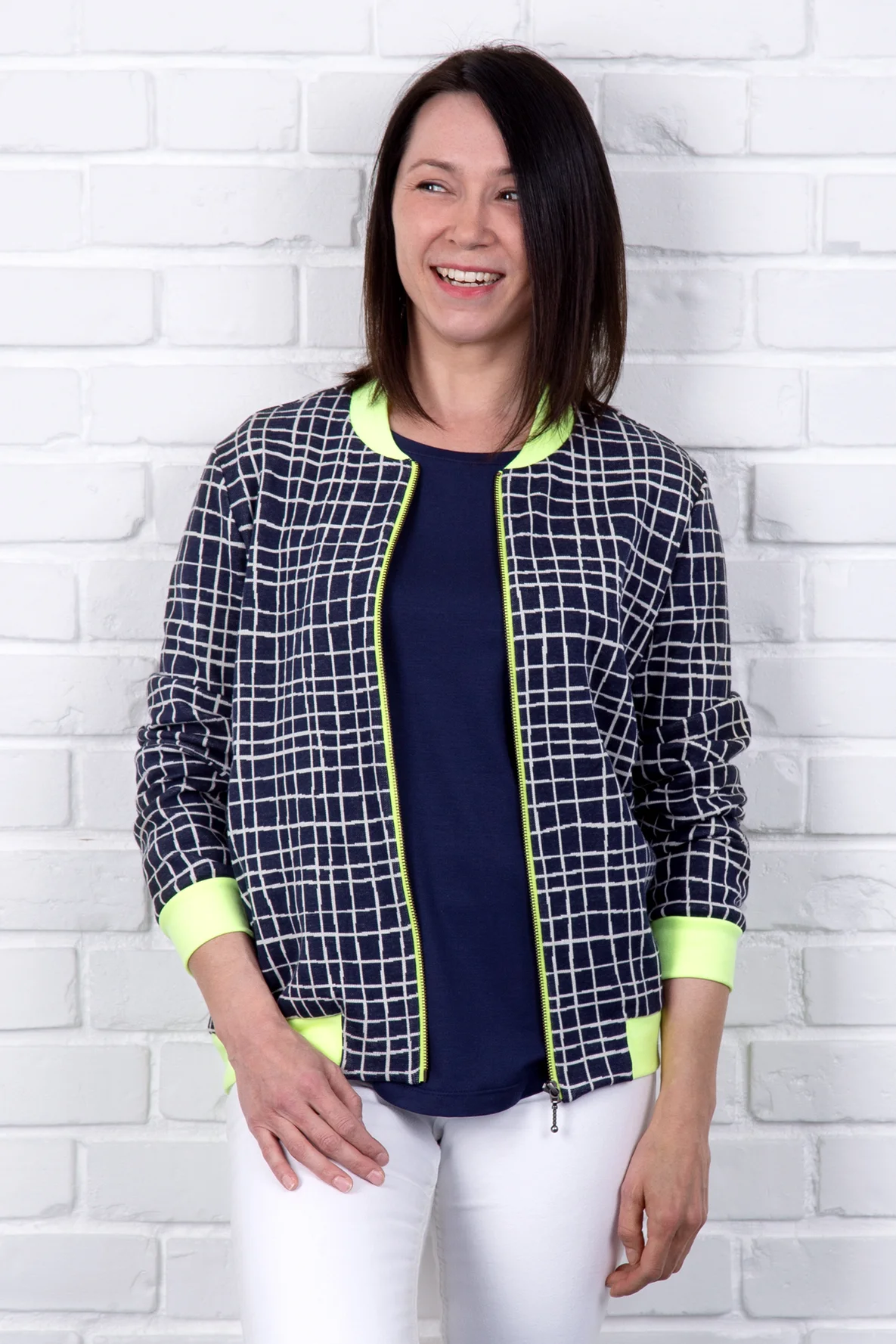Schnittmuster Damenblouson Jersey Jacquard Neon selber nähen