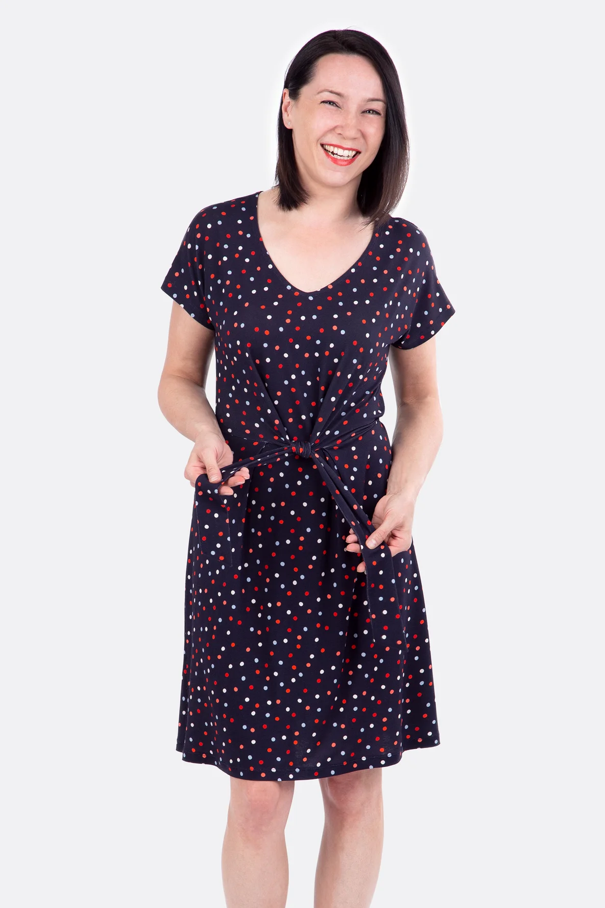 Schnittmuster Damen Knotenklei mit V-Ausschnitt nähen