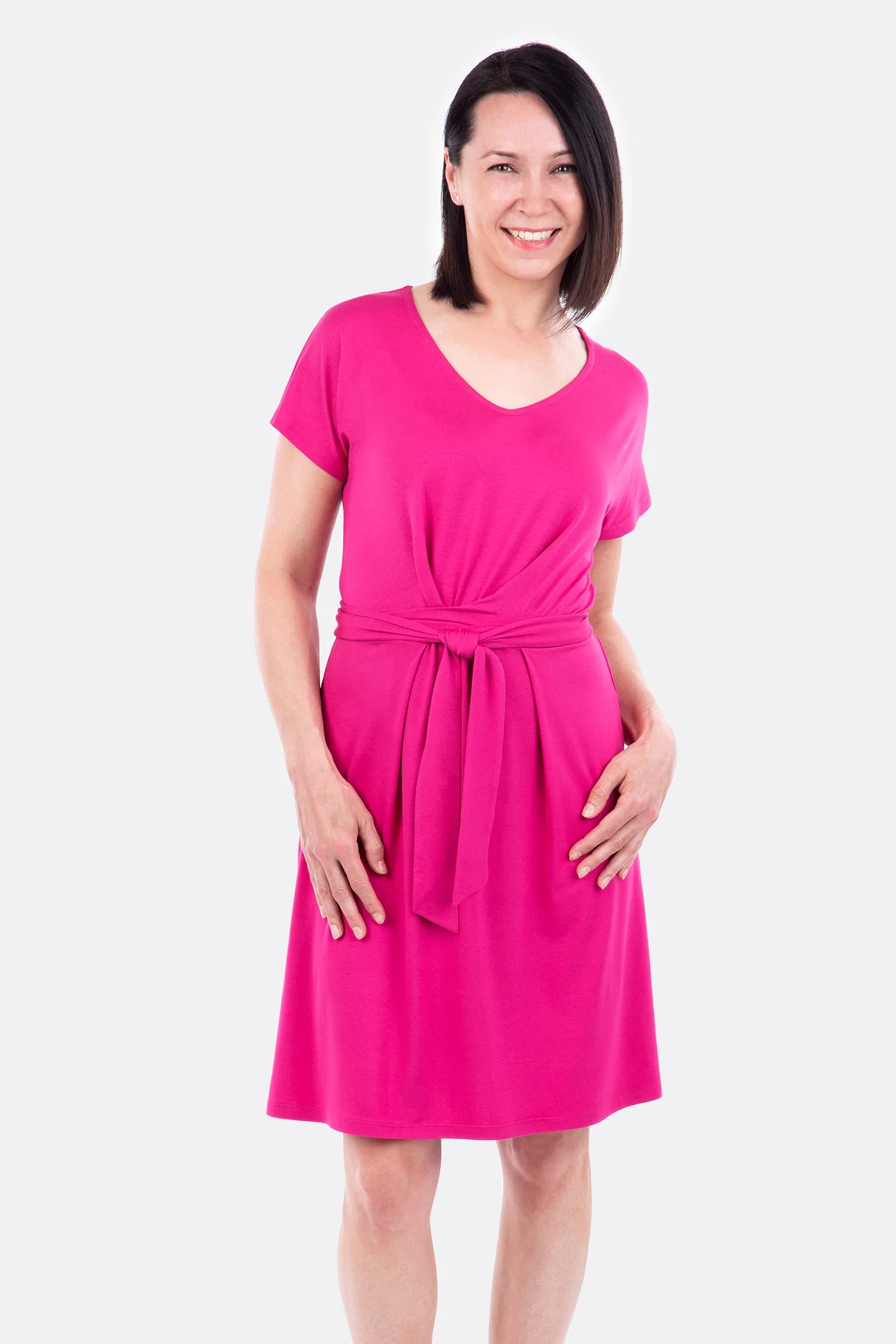 Schnittmuster Damenkleid Viskosejersey pink selbernähen