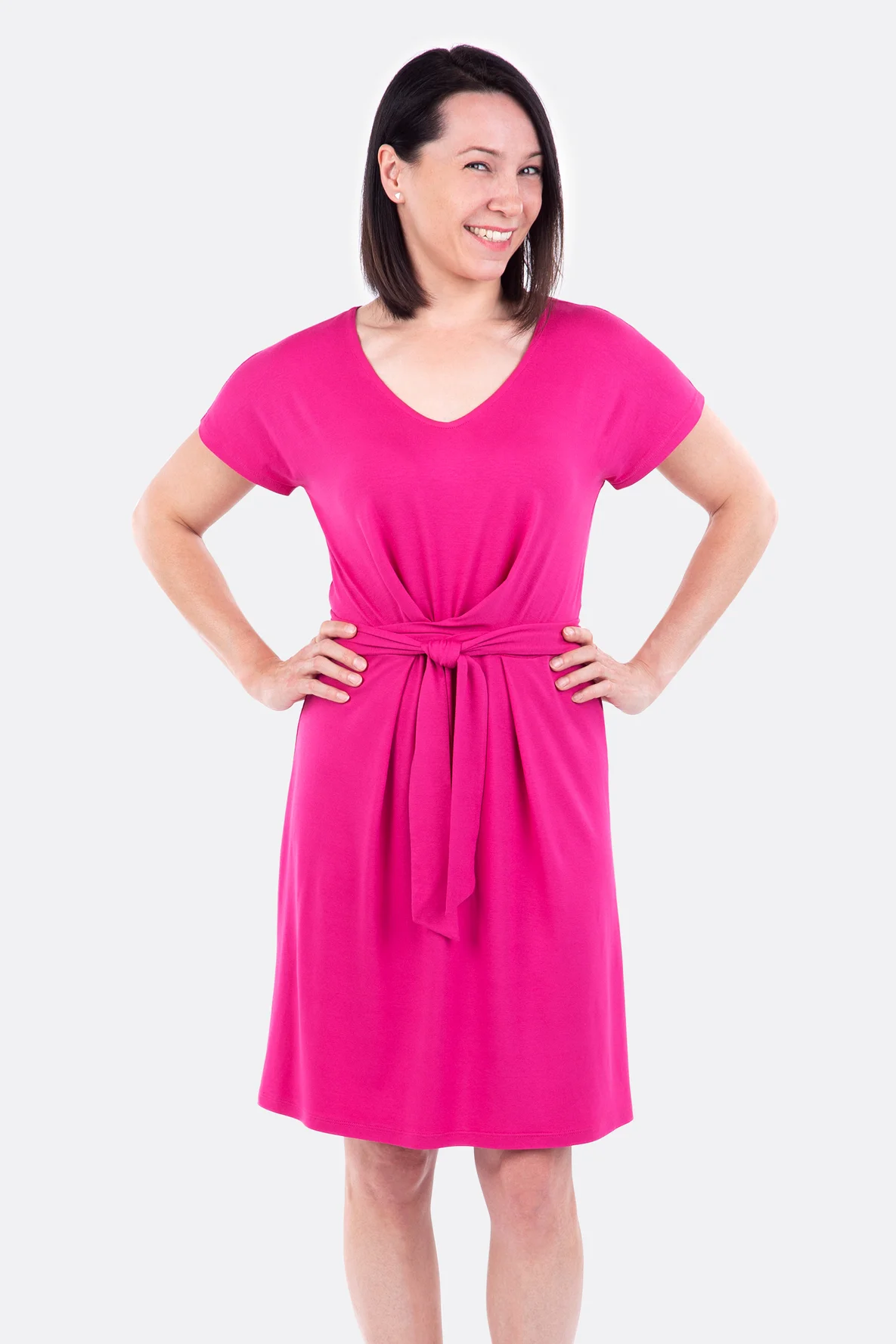 Schnittmuster Jerseykleid mit Knoten und Wickeloptik Nähanleitung