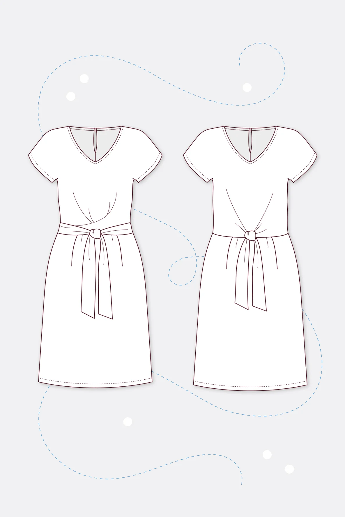 Schnittmuster Sommerkleid mit Knotenband selber nähen