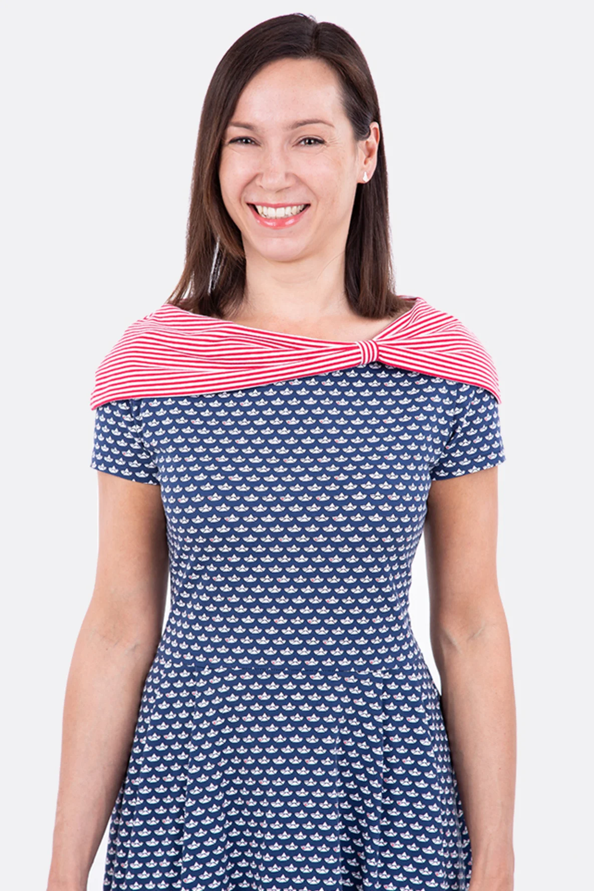 Schnittmuster kostenlos Schleifenkragen für Jerseykleid Ella