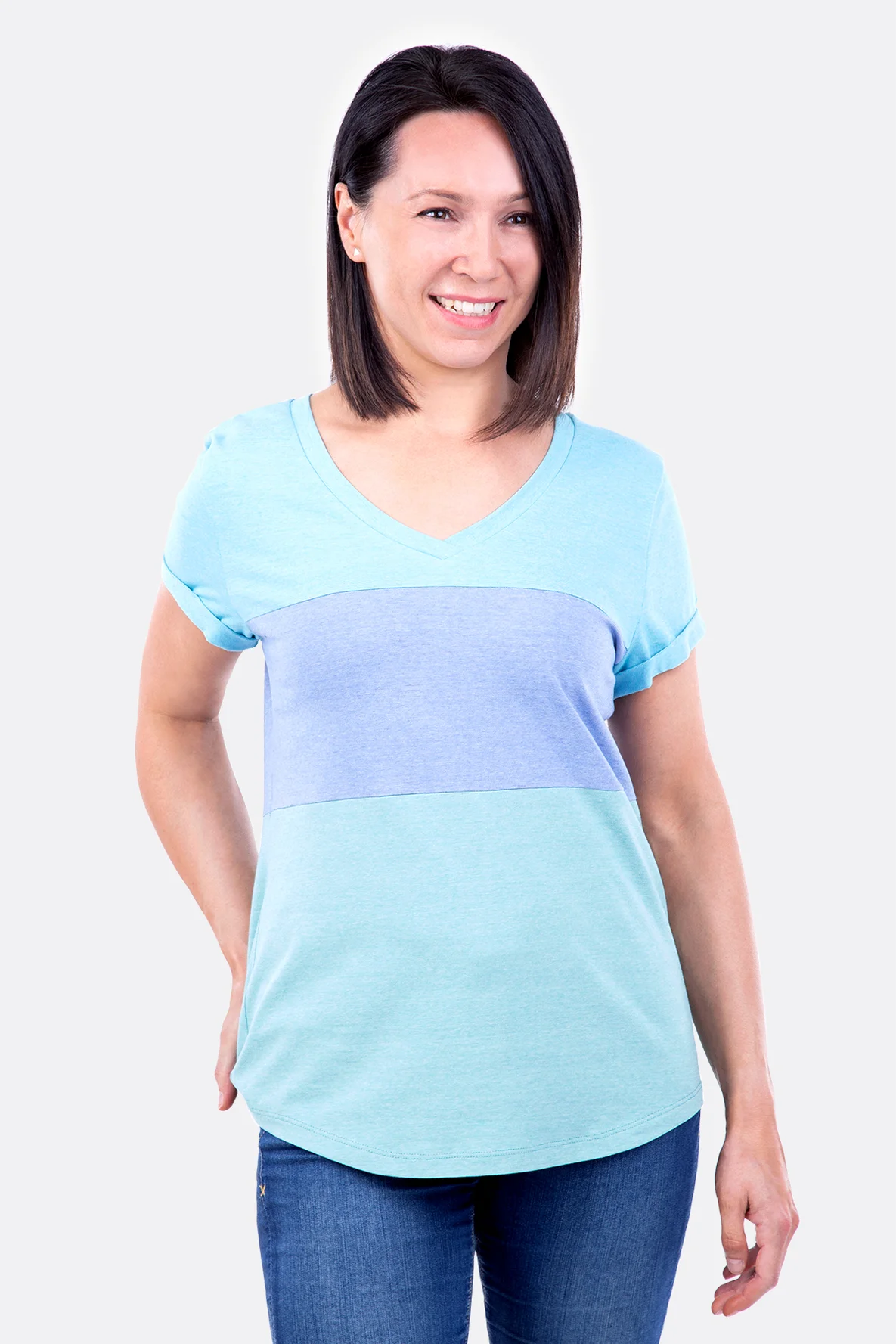 Schnittmuster Anleitung T-Shirt Damen V-Ausschnitt