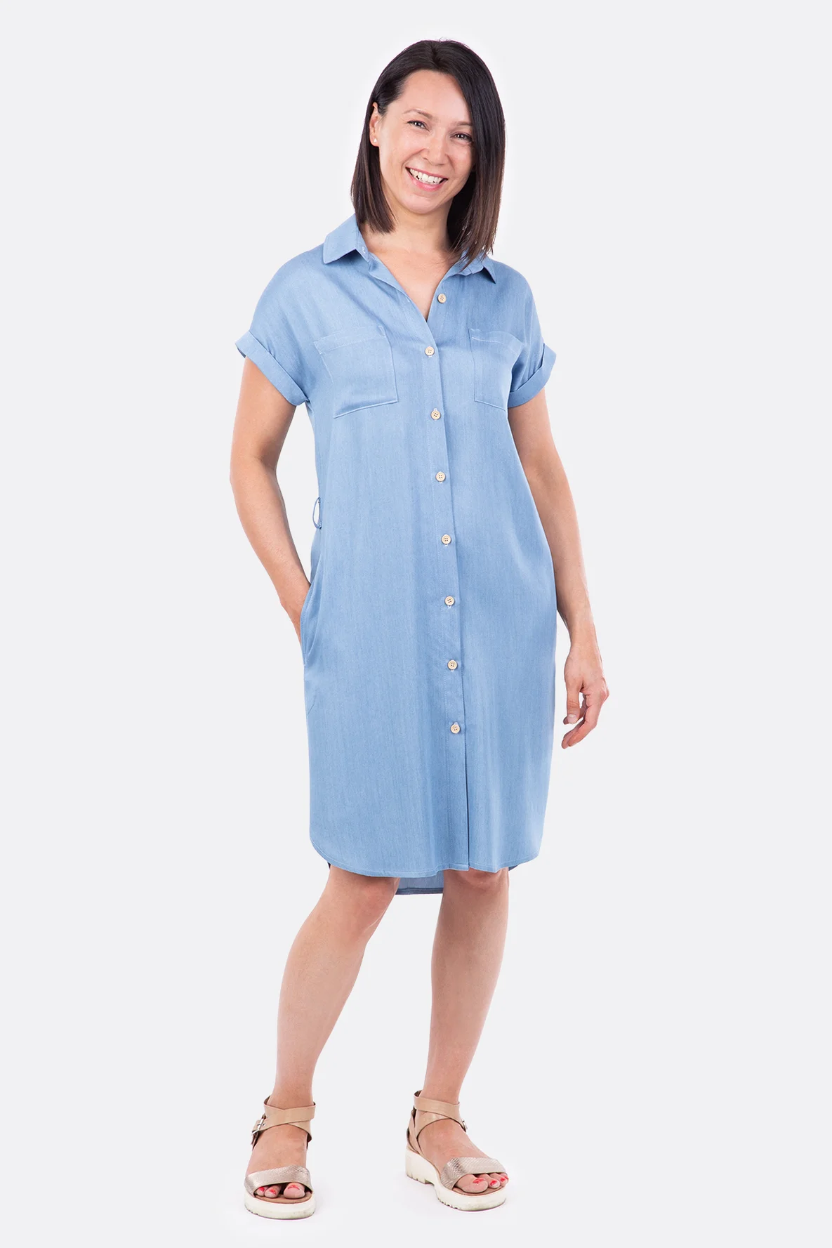 Schnittmuster für sportliches Blusenkleid mit Nahttaschen