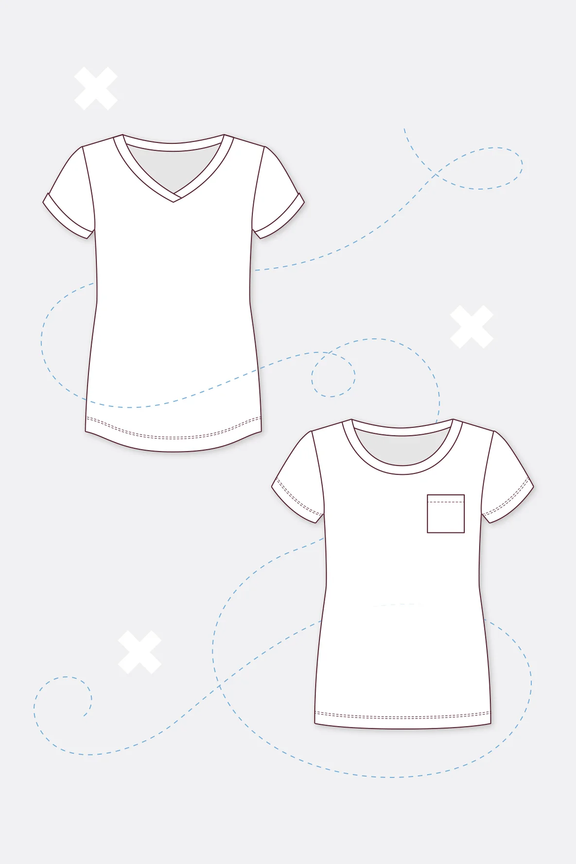 Schnittmuster Damenshirt Ausschnitt Saum Naehanleitung