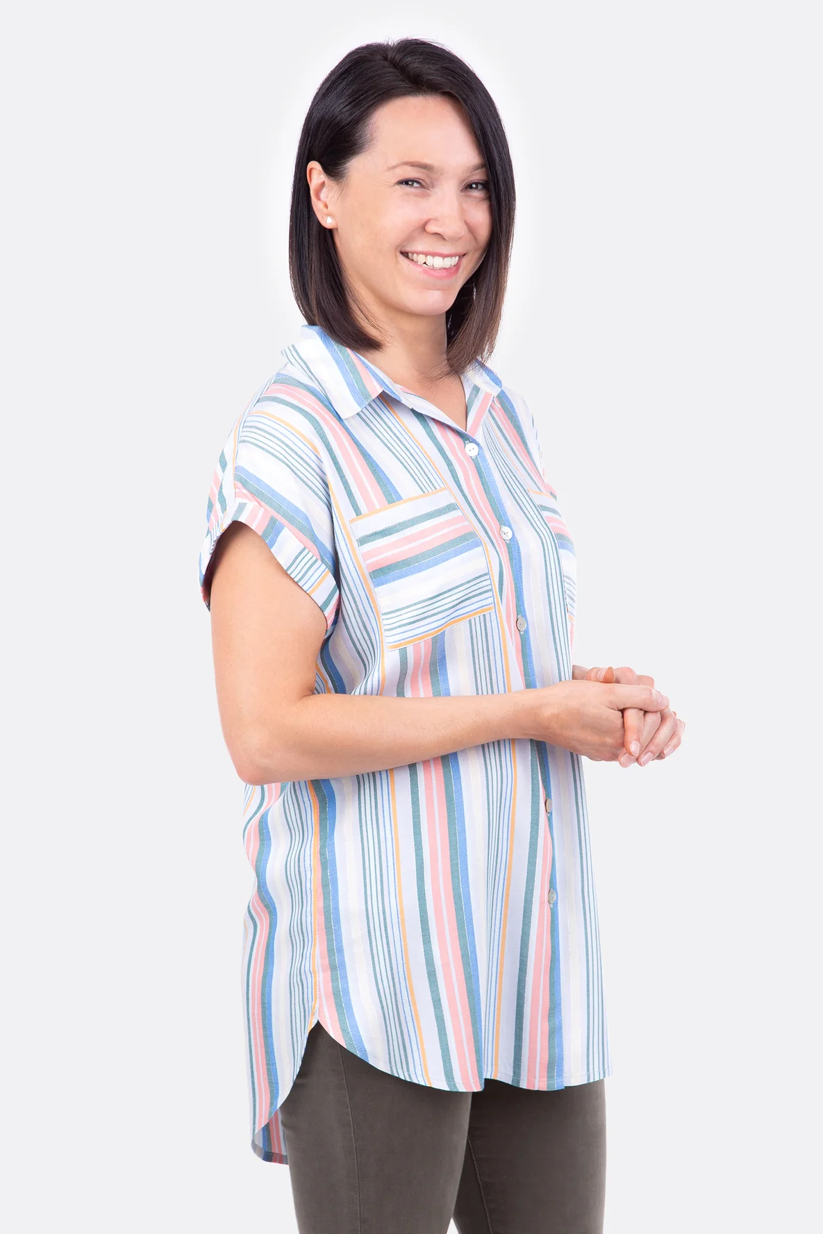 Schnittmuster Nähanleitung Damenbluse runder Saum DIY