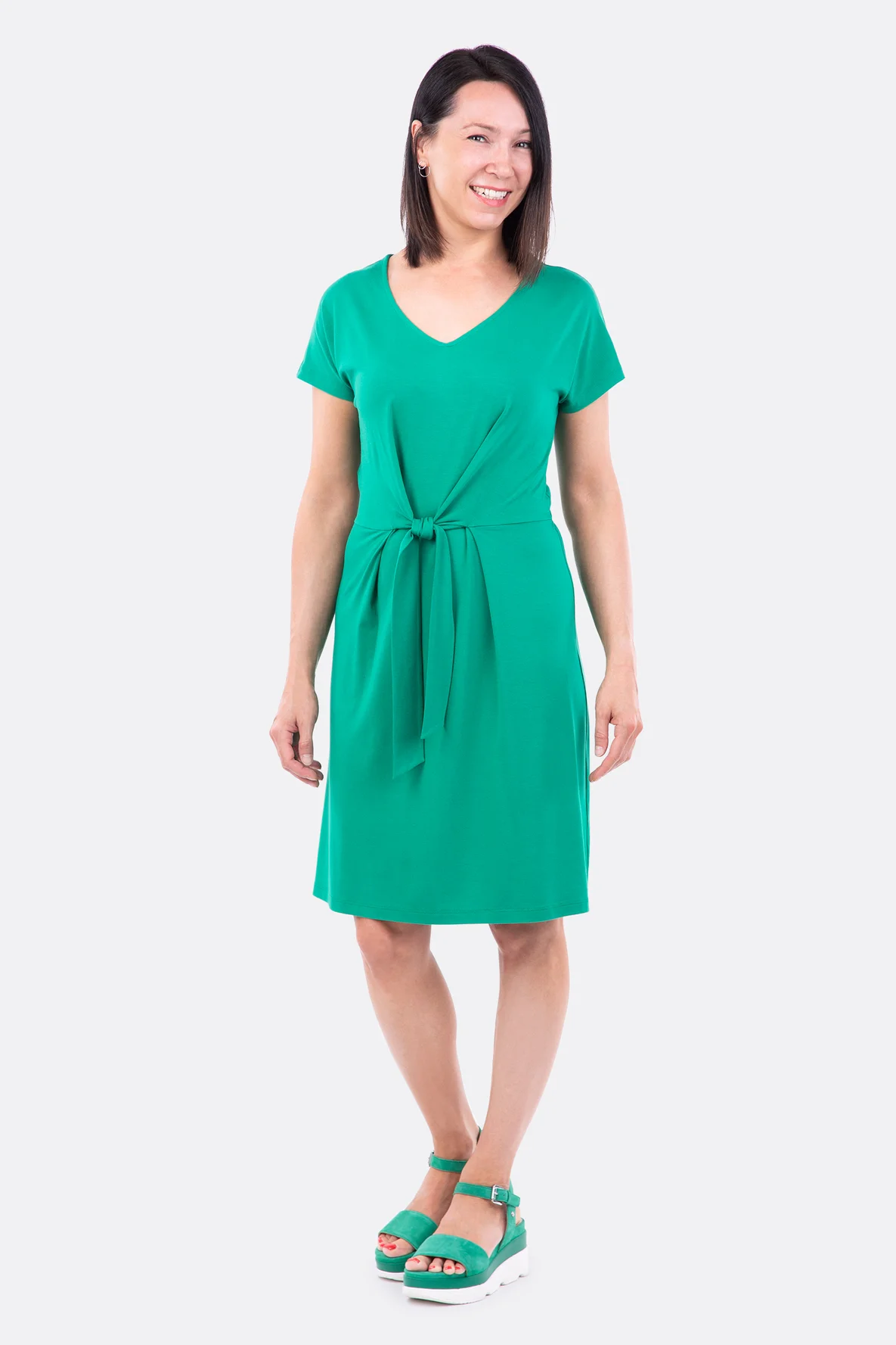 Schnittmuster Sommerkleid mit Knoten Wickelband Nähanleitung