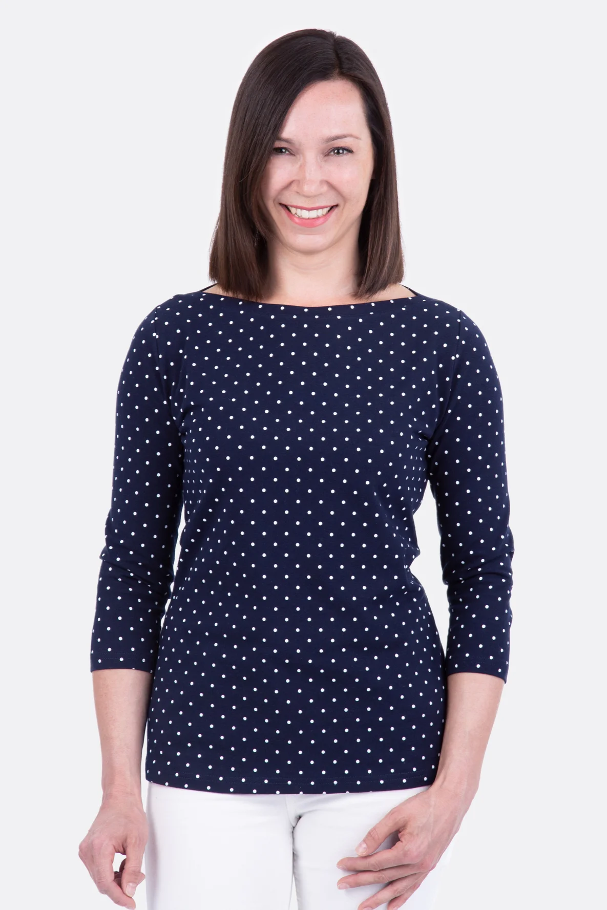 Schnittmuster Damenshirt U-Boot-Ausschnitt Jersey Punkte