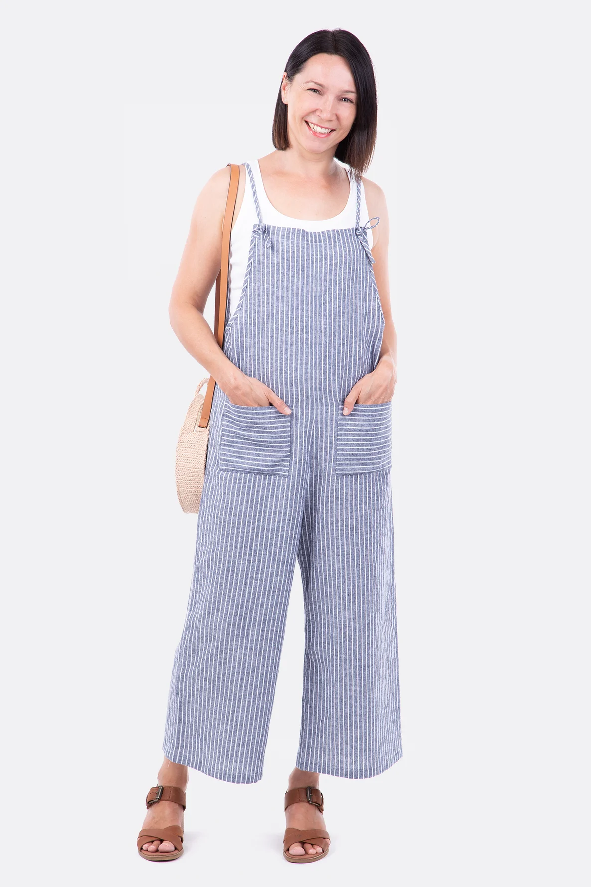 Schnittmuster Latzhose Leinen gestreift selbernähen