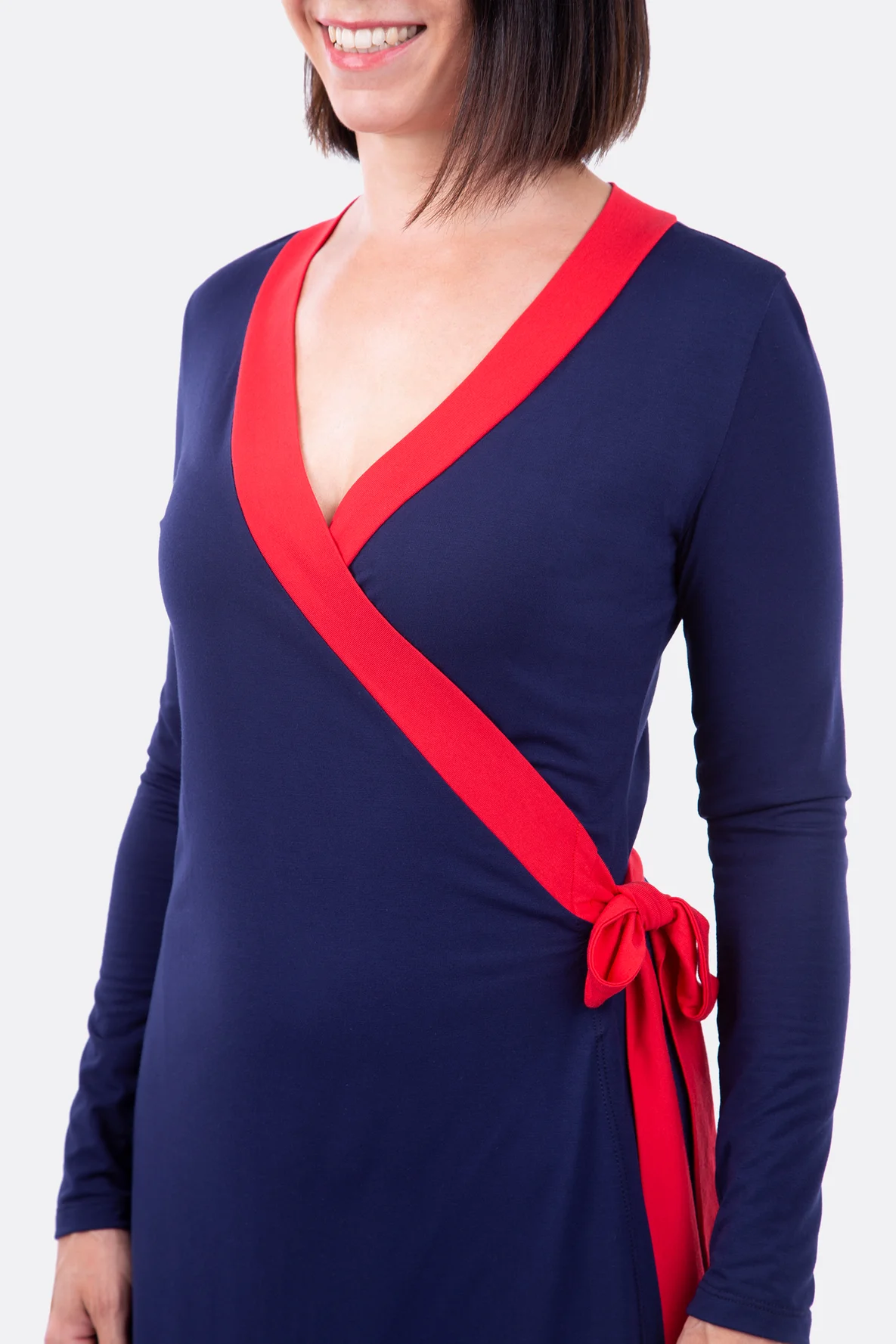 Schnittmuster und Nähanleitung für Wickelkleid im maritimen Style