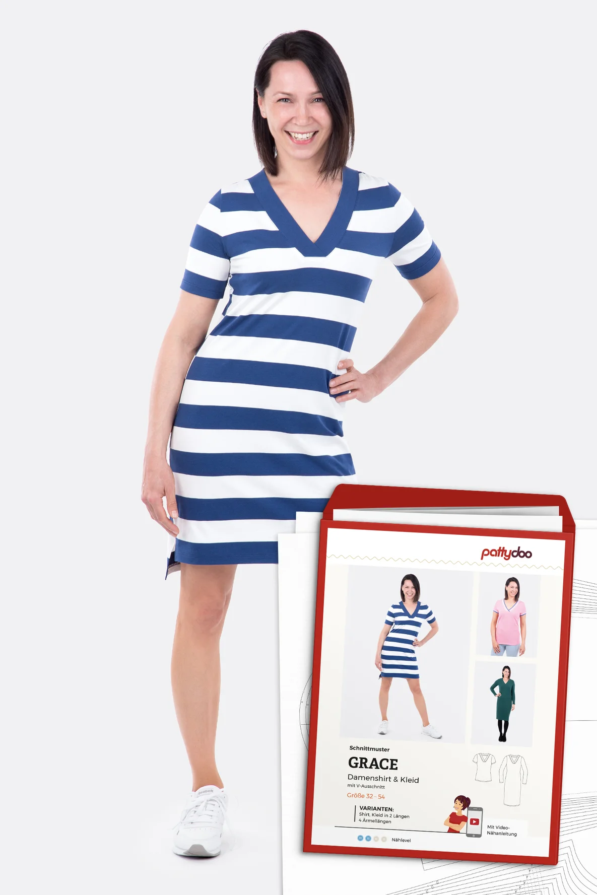 Papierschnittmuster Grace Shirt Kleid selber naehen