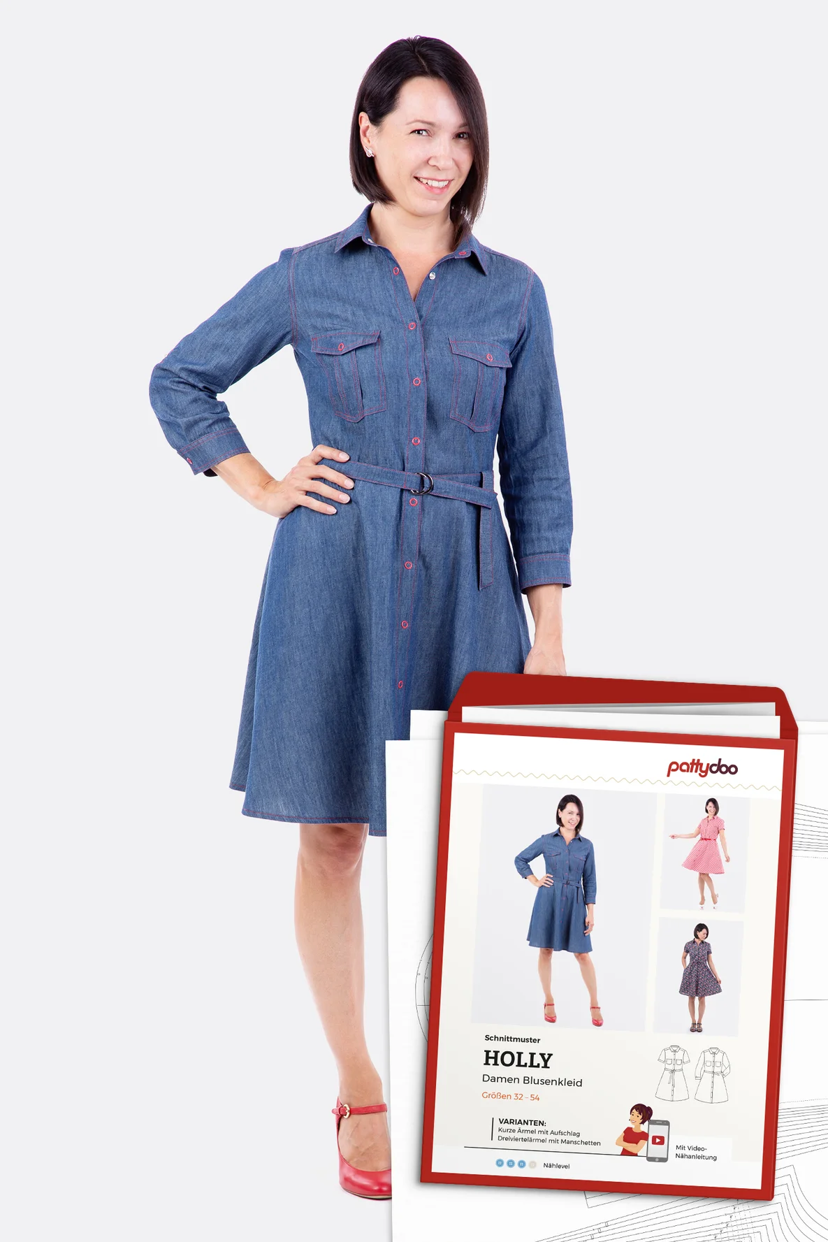 Papierschnittmuster Holly Blusenkleid selber naehen