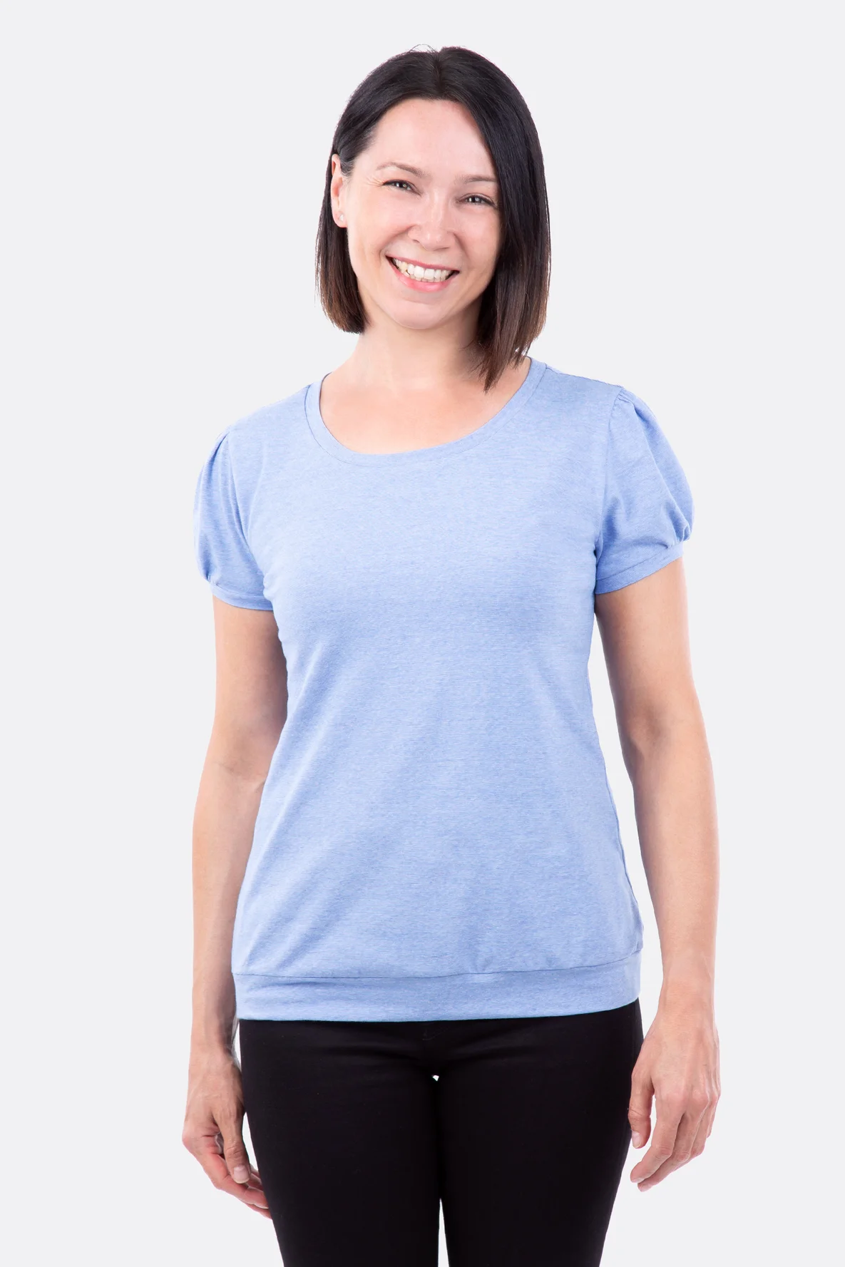 Schnittmuster Damenshirt Saumbund Puffärmel nähen