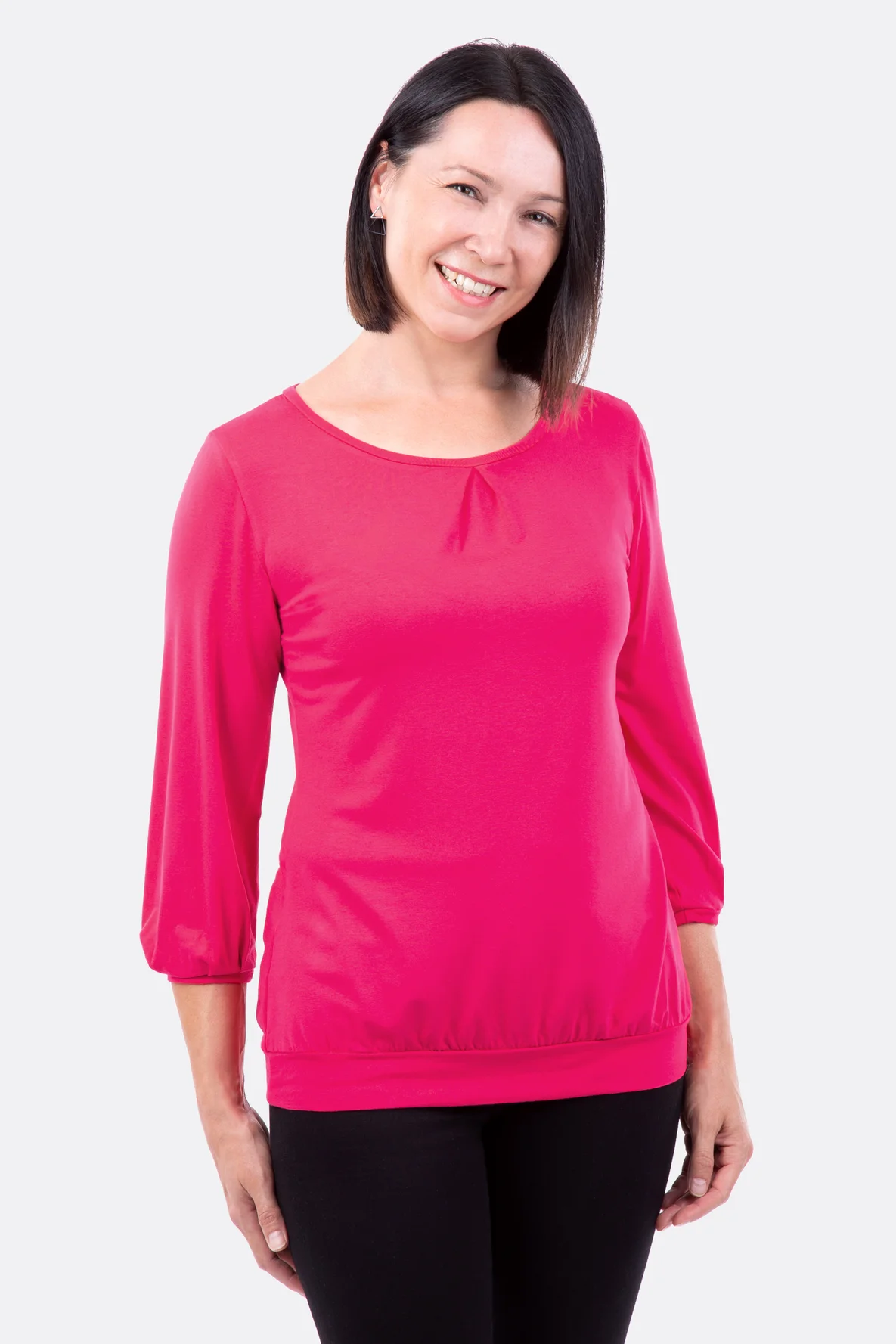 Gratis Schnittmuster für eleganten Dreiviertel Ärmel mit Falten