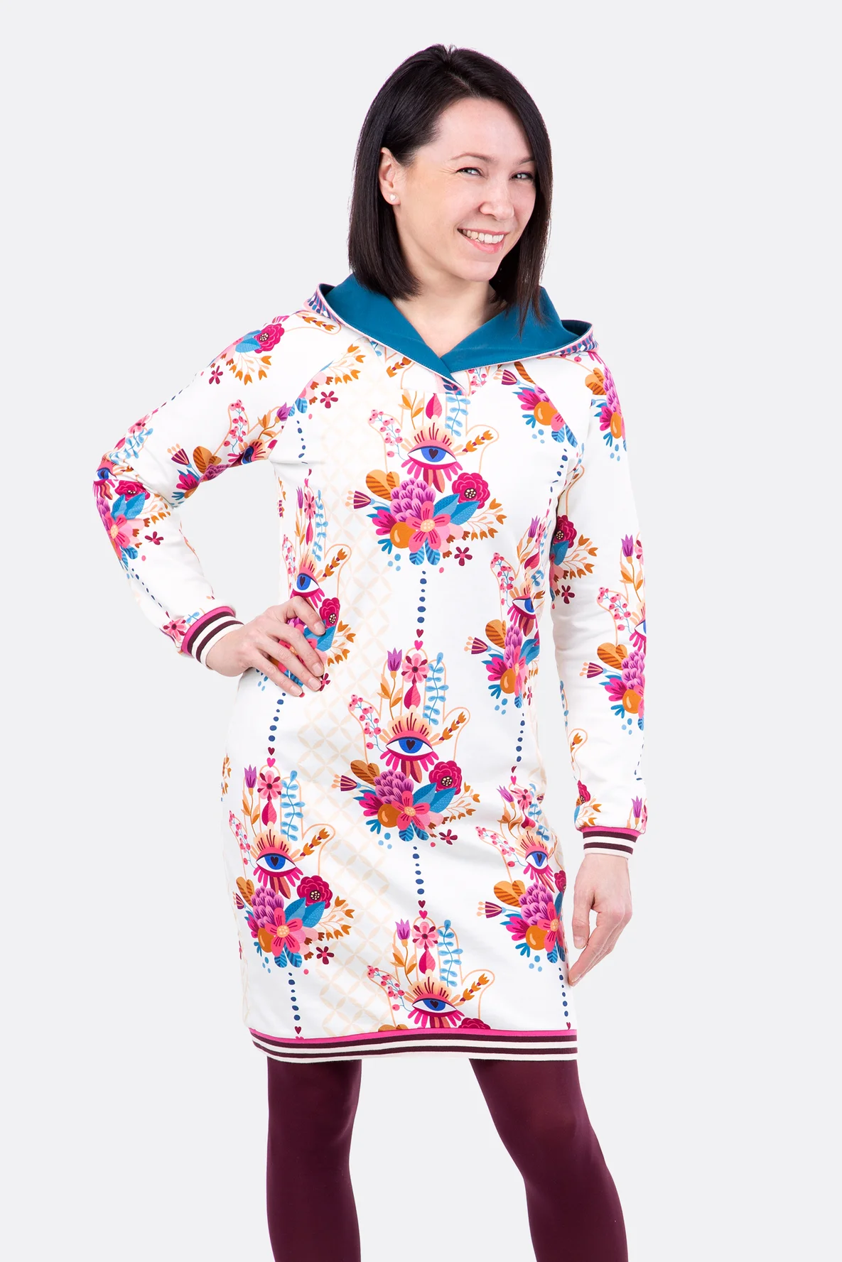 Schnittmuster Hoodiekleid aus Albstoffe Sweatstoff Nähanleitung