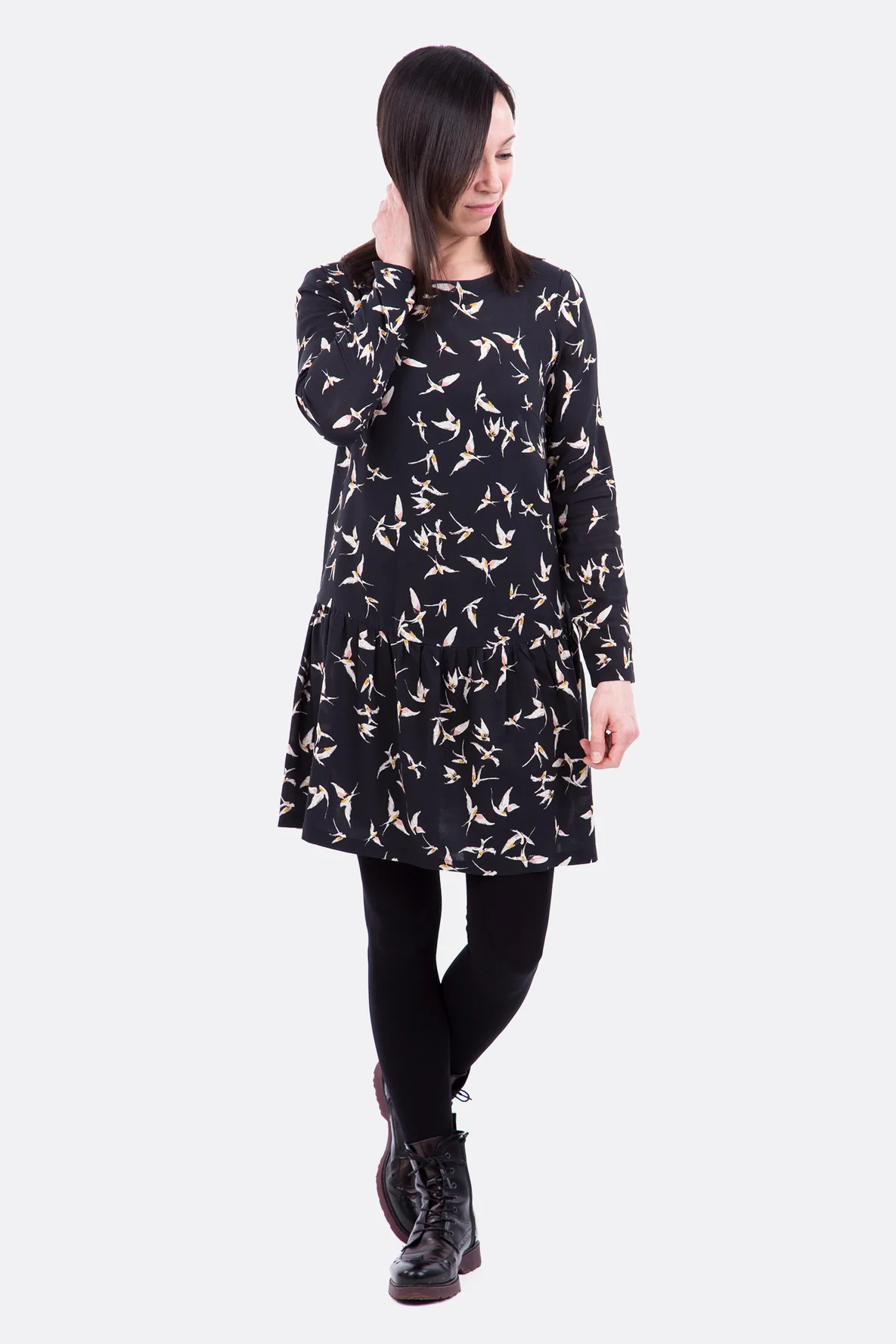 Schnittmuster Viskosekleid Rockteil mit Rüsche lässig mit Nähanleitung