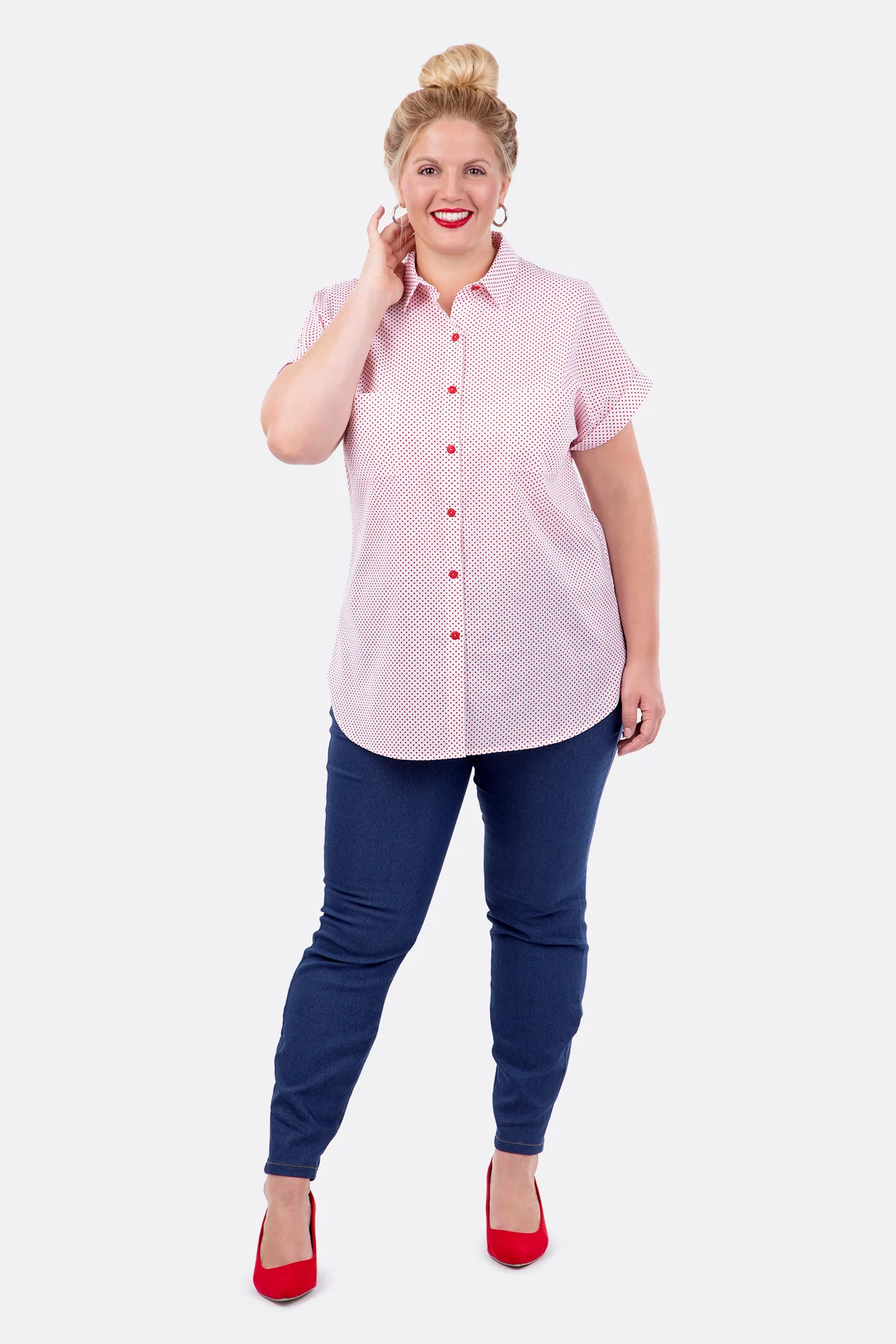 Schnittmuster Damenbluse Jeanshose Retrostil selber nähen