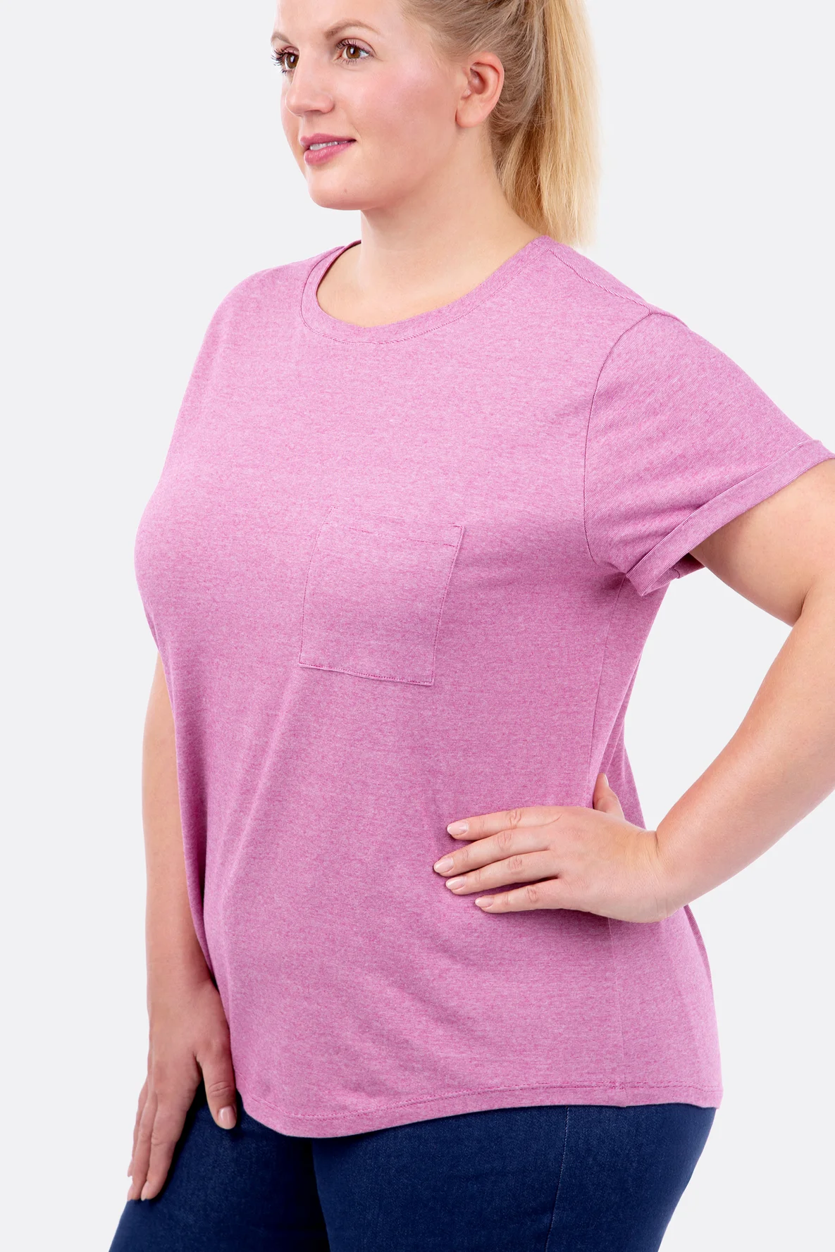 Schnittmuster Damenshirt kurze Aermel Brusttasche selbst naehen