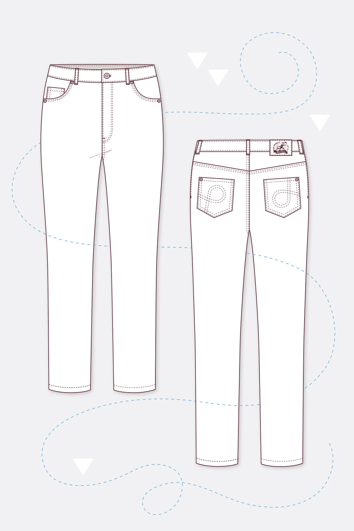 Schnittmuster Jeans 3 selbernähen - technische Zeichnung