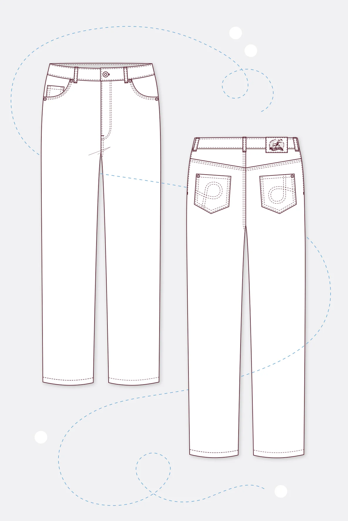 Schnittmuster Jeans 4 selbernähen - technische Zeichnung