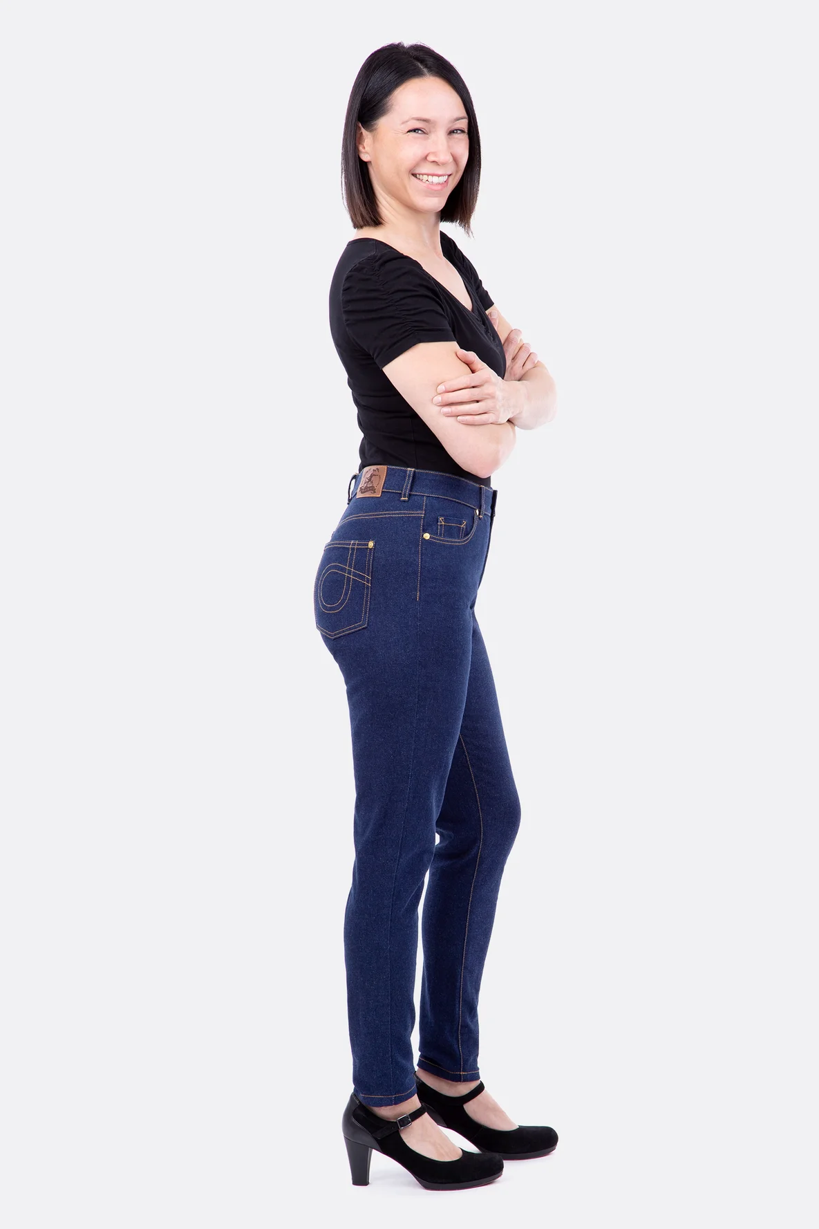 Schnittmuster Jeans Damenhose high waist slim leg nähen