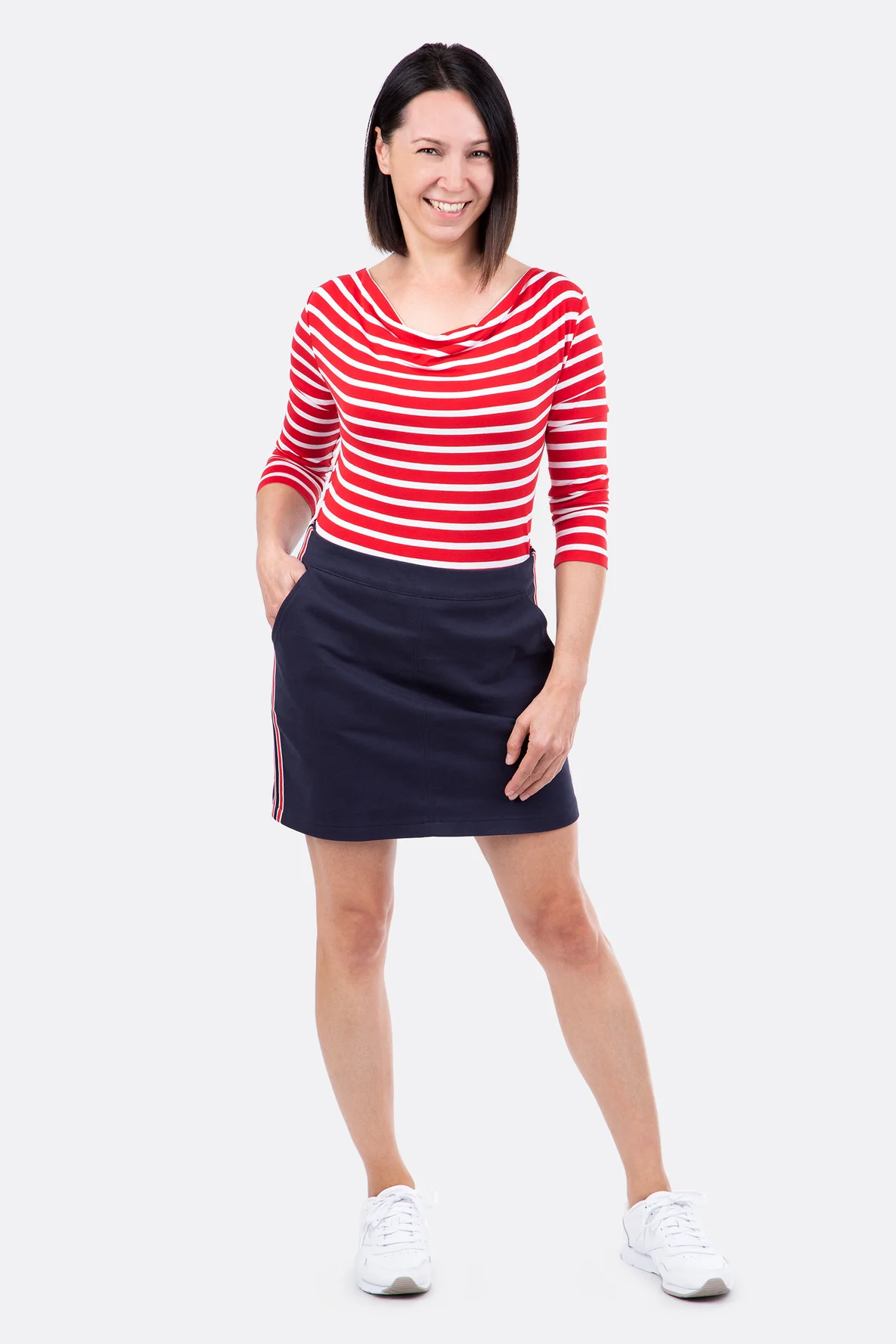 Schnittmuster Minirock Wasserfallshirt Freizeit-Outfit nähen