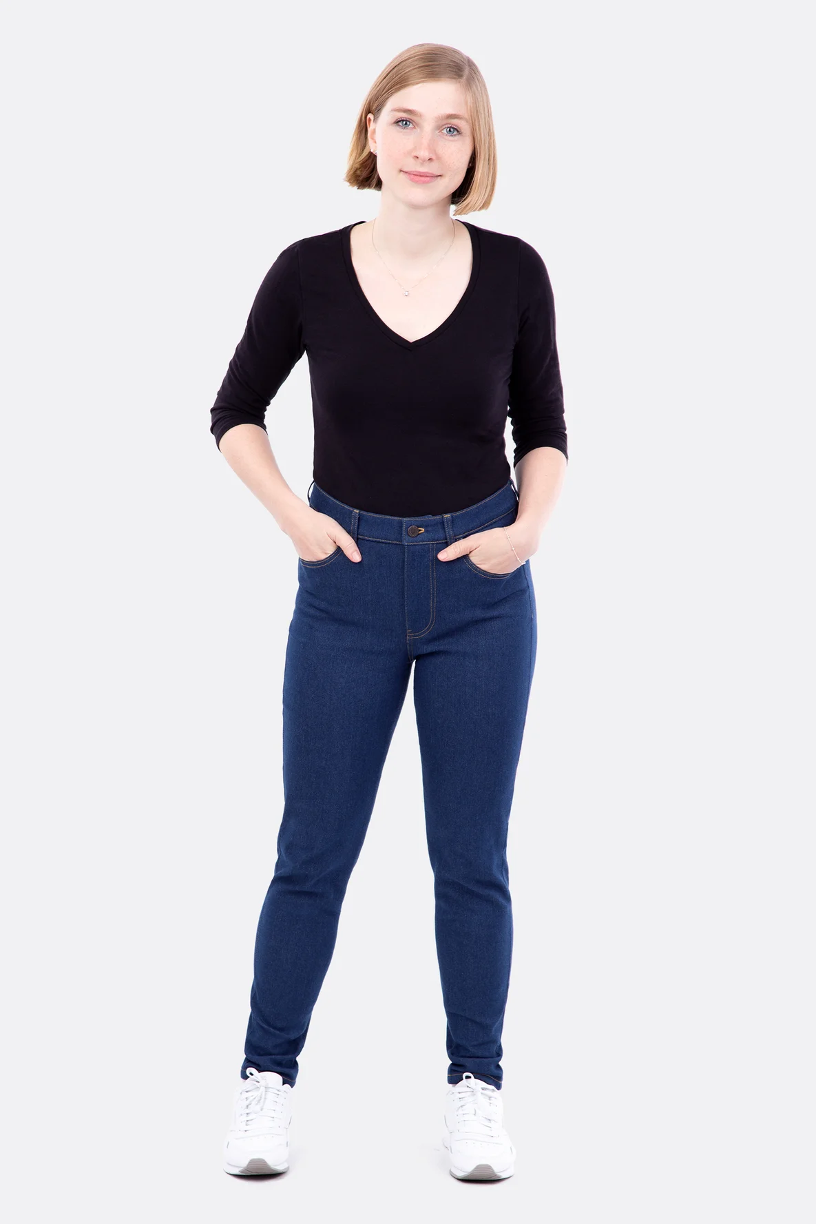 Schnittmuster Nähanleitung Damenjeans hoch geschnitten schmales Bein