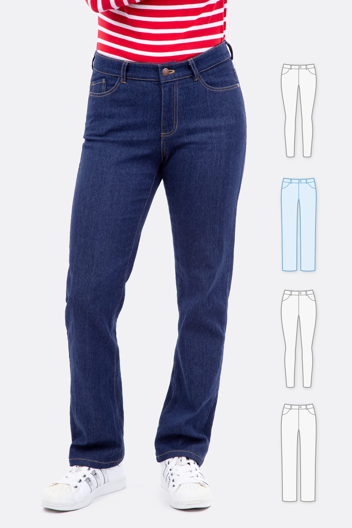 Schnittmuster regular Damenjeans gerade Hosenbeine nähen
